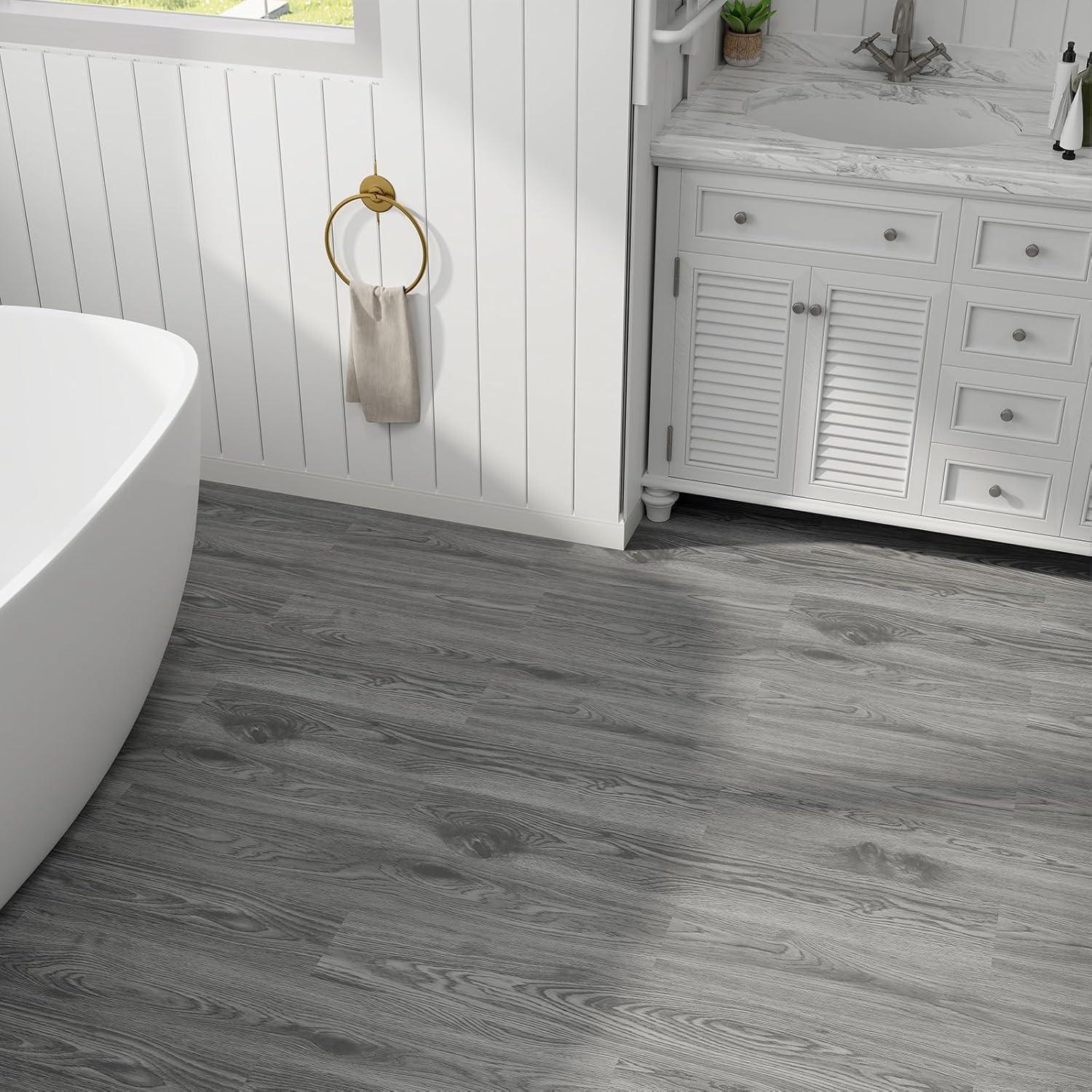 Gray Self-Adhesive Waterproof Vinyl Flooring Planks