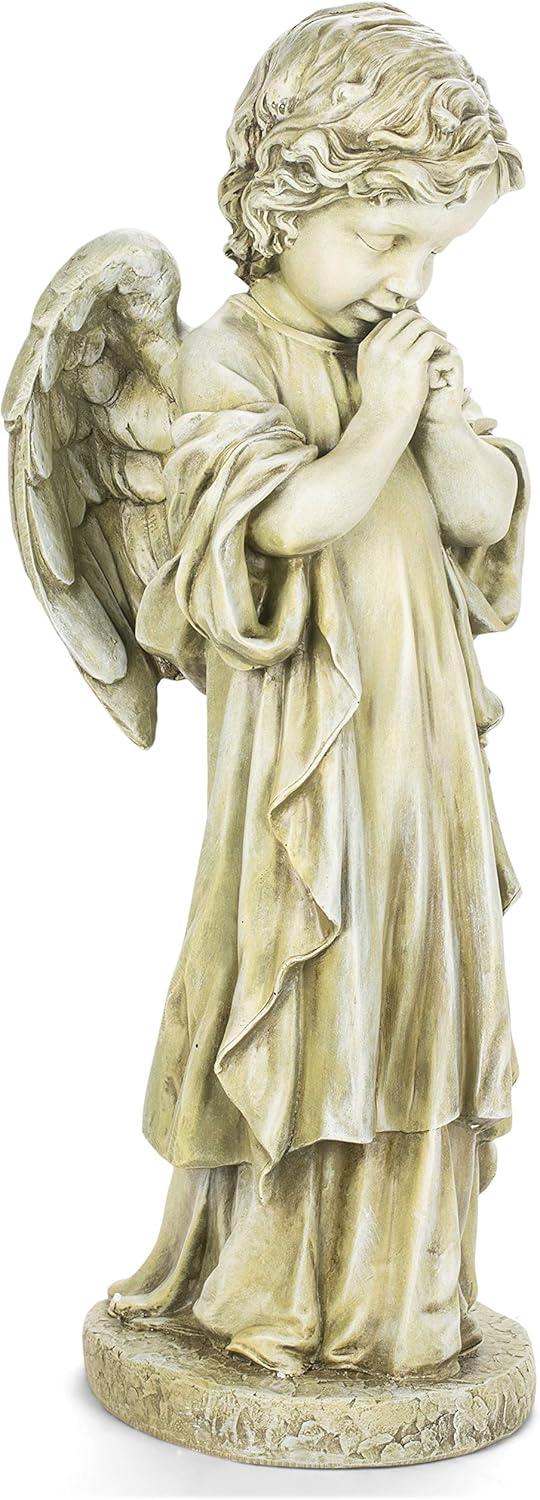 26" Distressed Gray Praying Angel Garden Statue