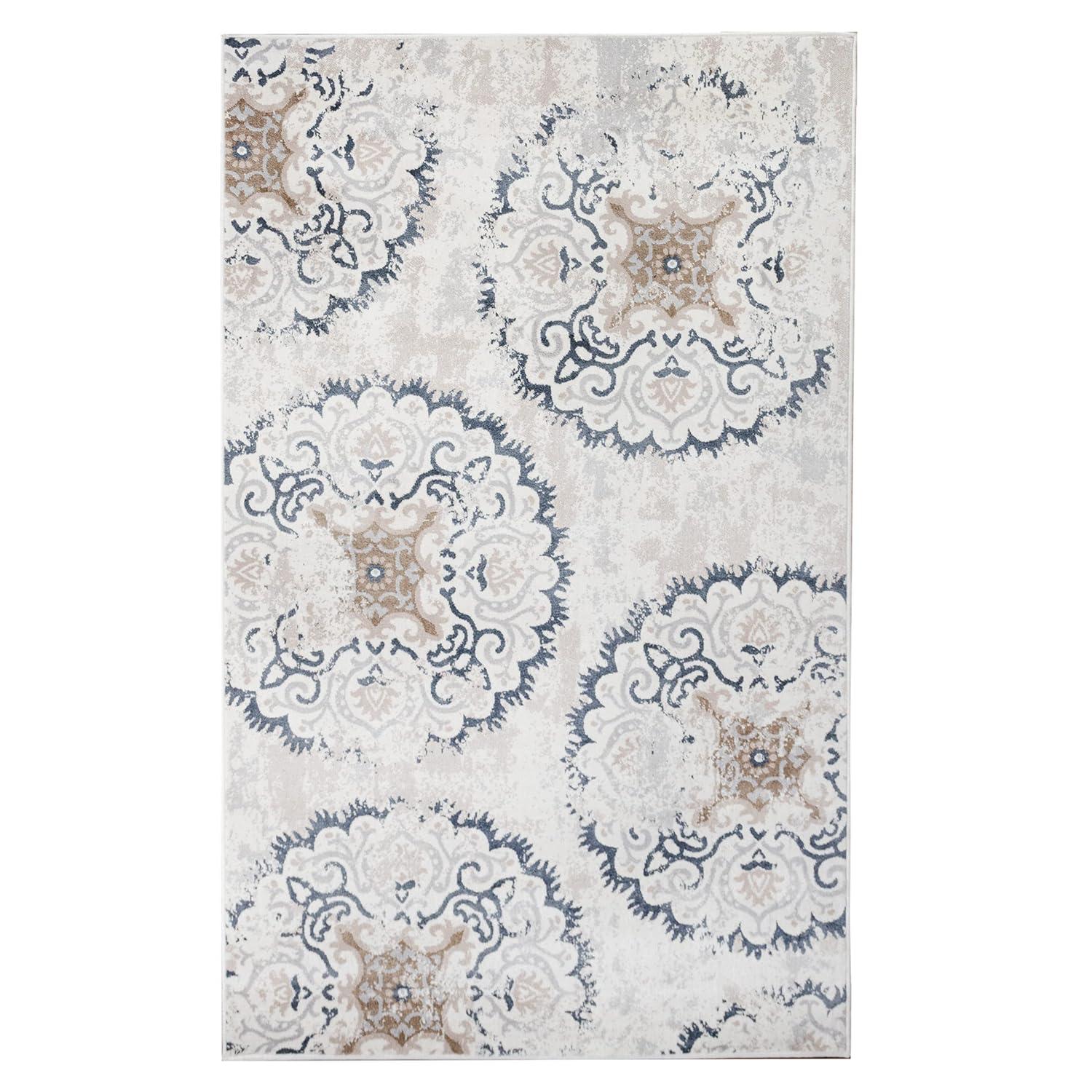 Esperanza Ivory Medallion 8' x 10' Washable Synthetic Area Rug