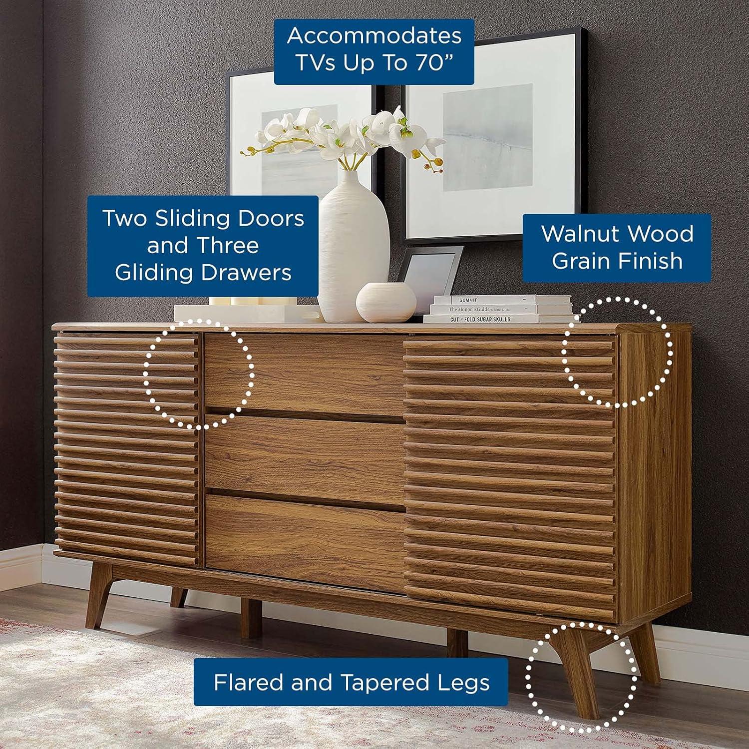 Modway Render 63 Sideboard Buffet Table or TV Stand - Walnut
