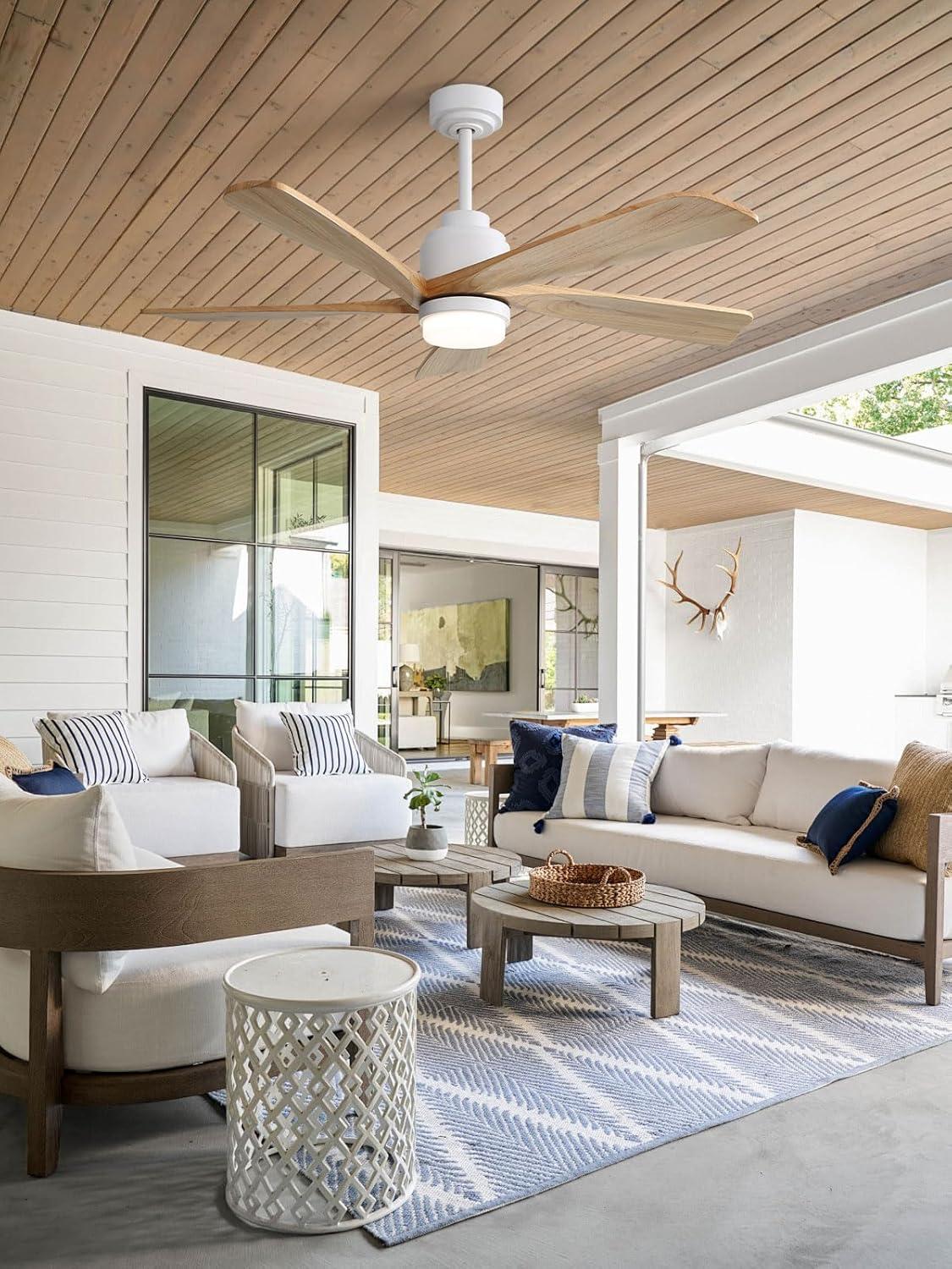 Sofucor Sofucor 52" 5-Solid Blade Smart Modern Ceiling Fan with LED Light，Remote