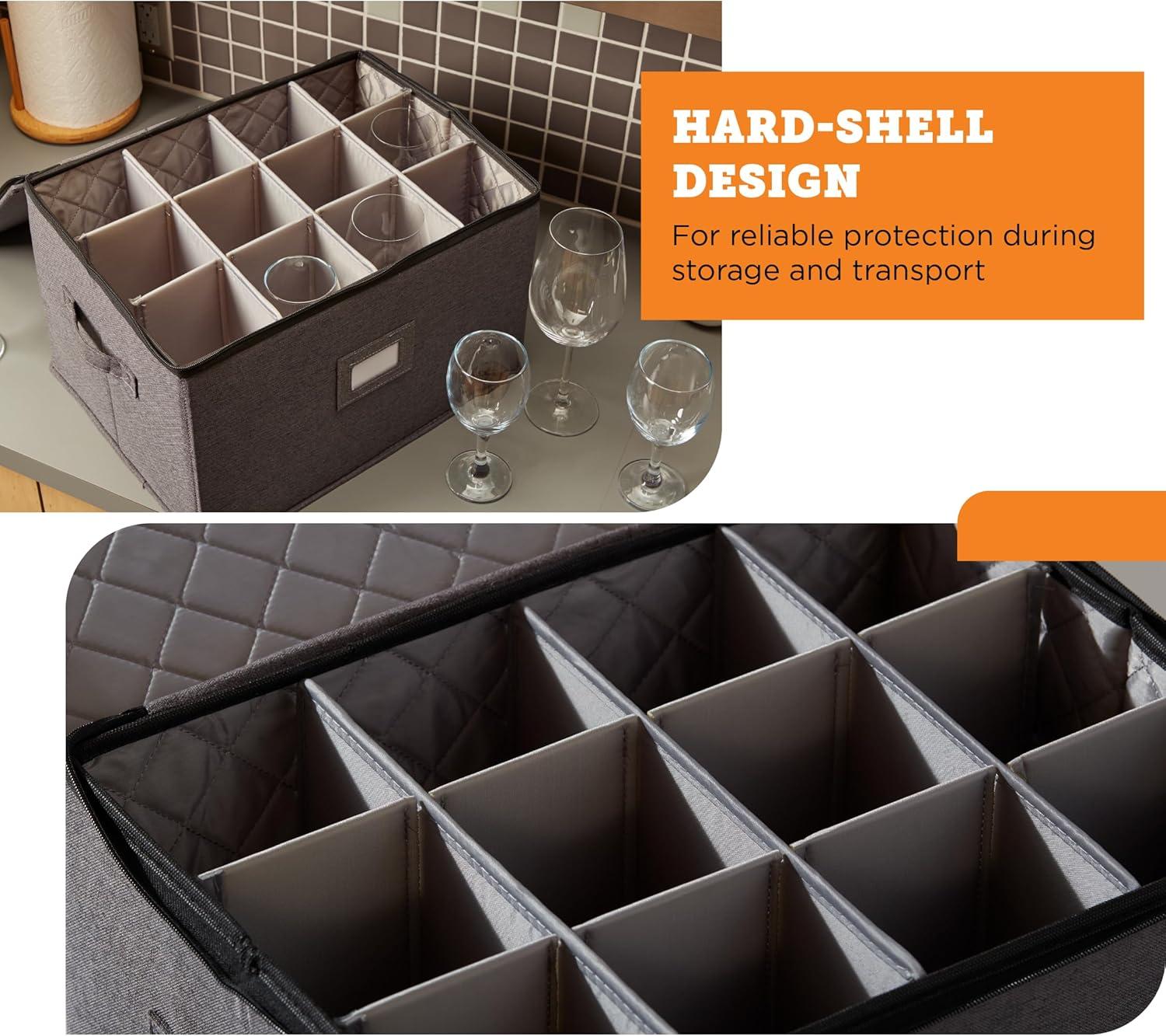 Storagelab China Storage Set, Hard Shell and Stackable, Felt Plate Dividers Included, Gray