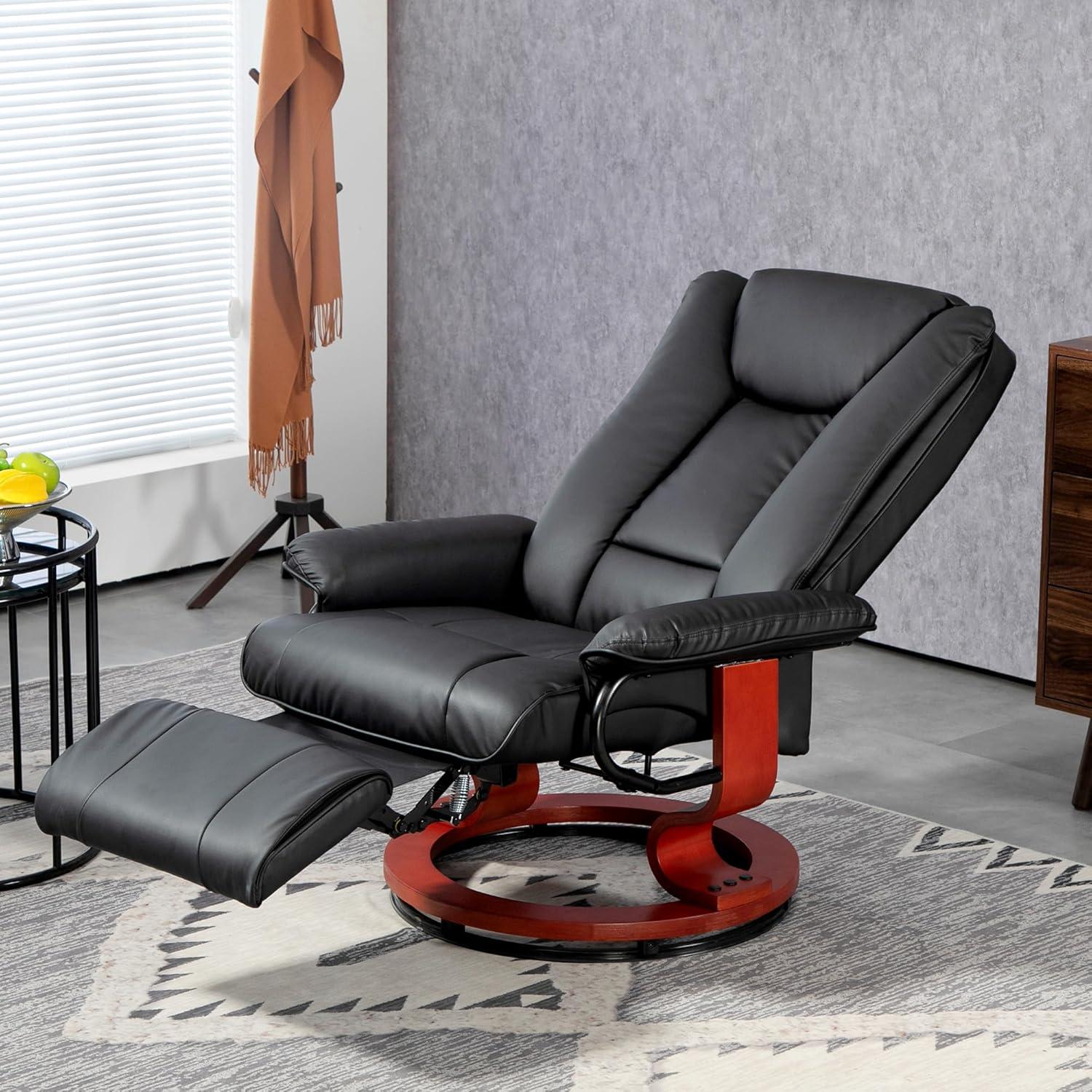 Manual Swivel Recliner Chair, Reclining Chair With Footrest For Living Room