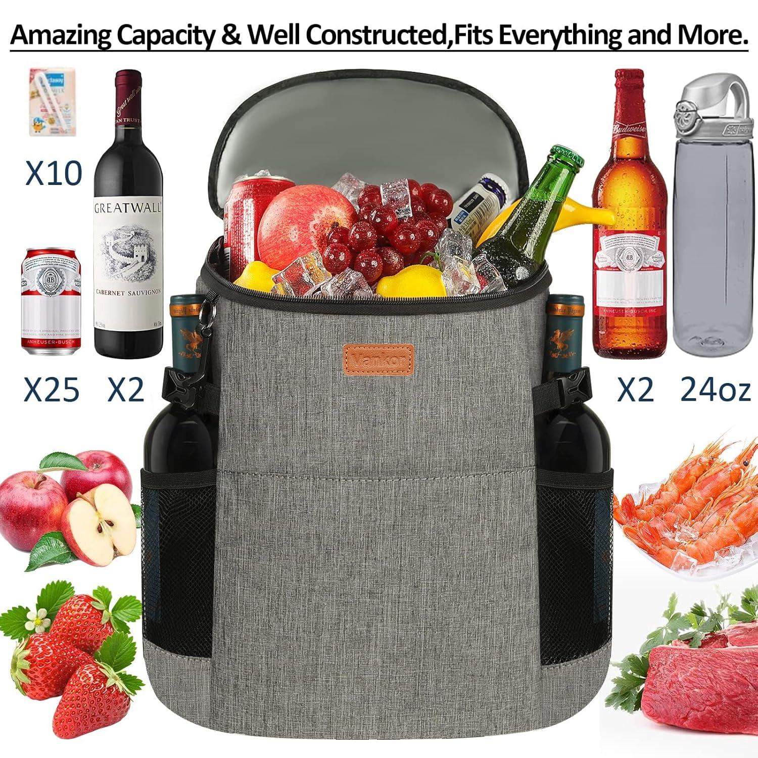 Camping Cooler Backpack 30 Cans, Soft Backpack Coolers Insulated Leak Proof Travel Cooler Bag Waterproof Lunch Picnic Beach Work Trip Thermal Bag Drink Beverage Beer Bag Cooler
