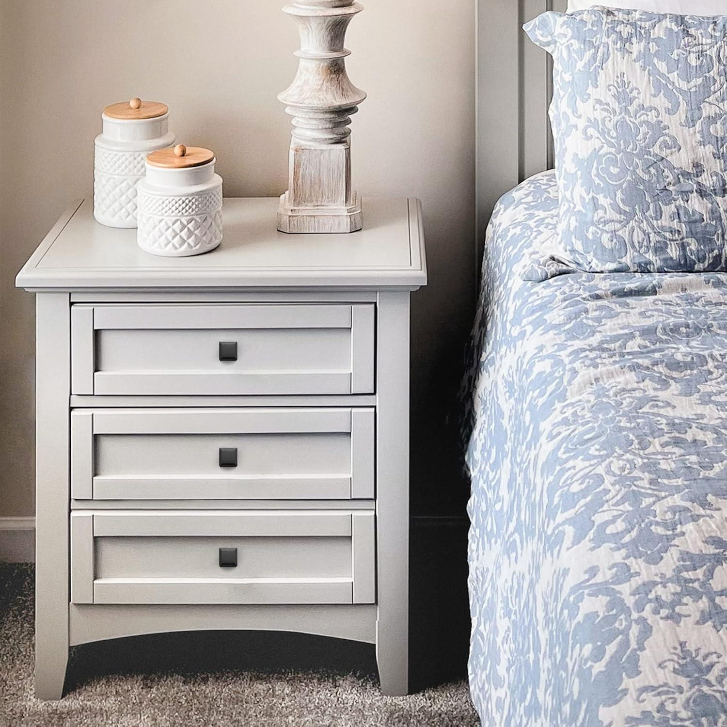 Single Hole Drawer Knobs - 10 Pack Black Cabinet Knobs - Square Dresser Knobs Dresser Handles Closet Door Knobs - Kitchen Cabinet Knobs - Cabinet Hardware