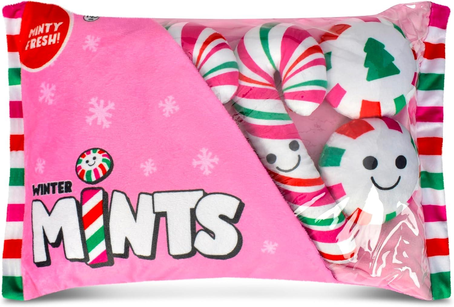 Pretty Peppermints Pink Holiday Fleece Pillow Set with Embroidered Accents