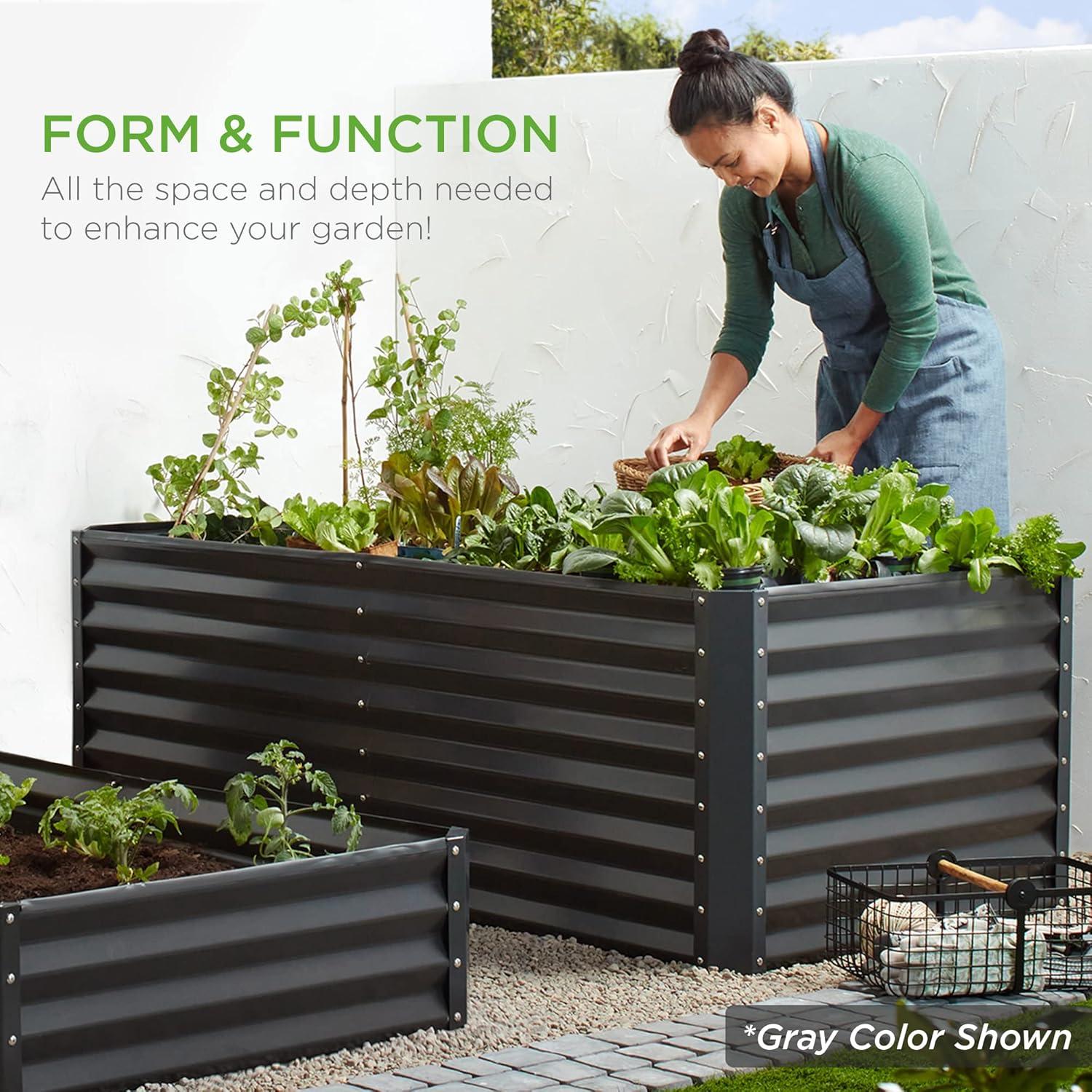 Best Choice Products 6x3x2ft Outdoor Metal Raised Garden Bed, Planter Box for Vegetables, Flowers, Herbs - Dark Green