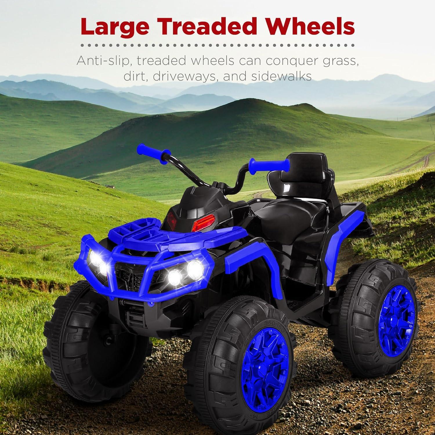 Best Choice Products 12V Kids Ride-On ATV Quad w/ Bluetooth, 3.7mph Max, Treaded Tires, LED Lights, Radio