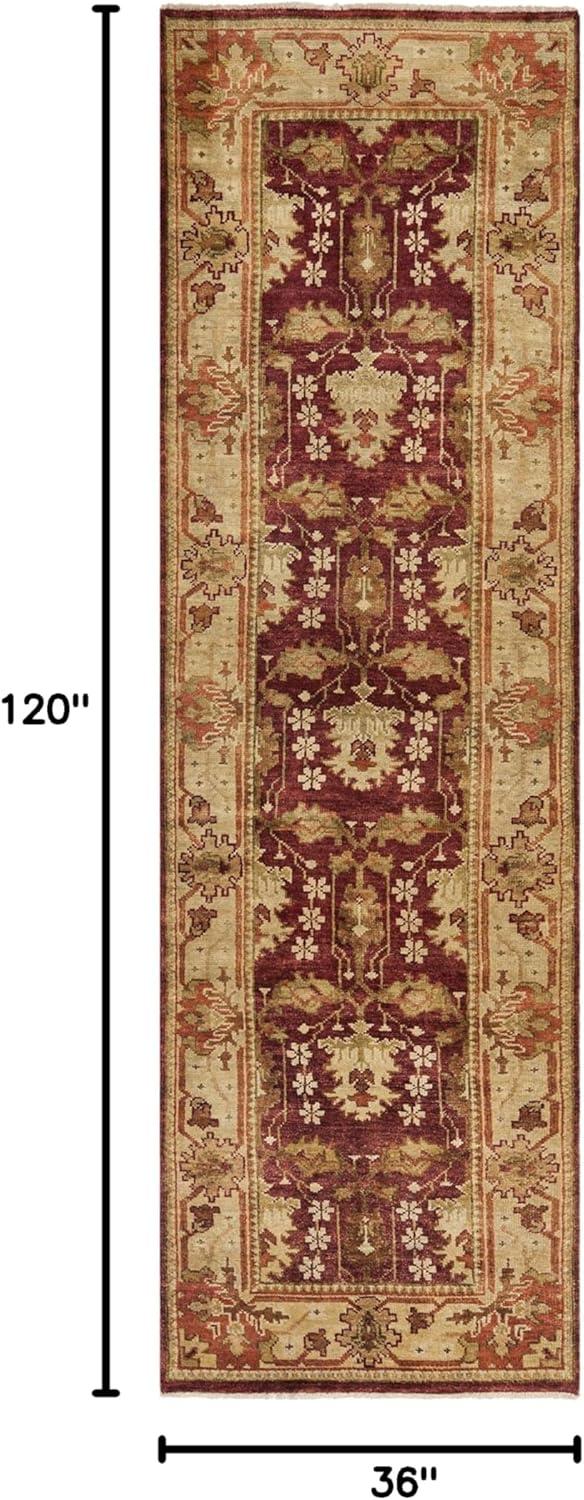 Deep Berry Hand-Knotted Wool Persian Style Runner