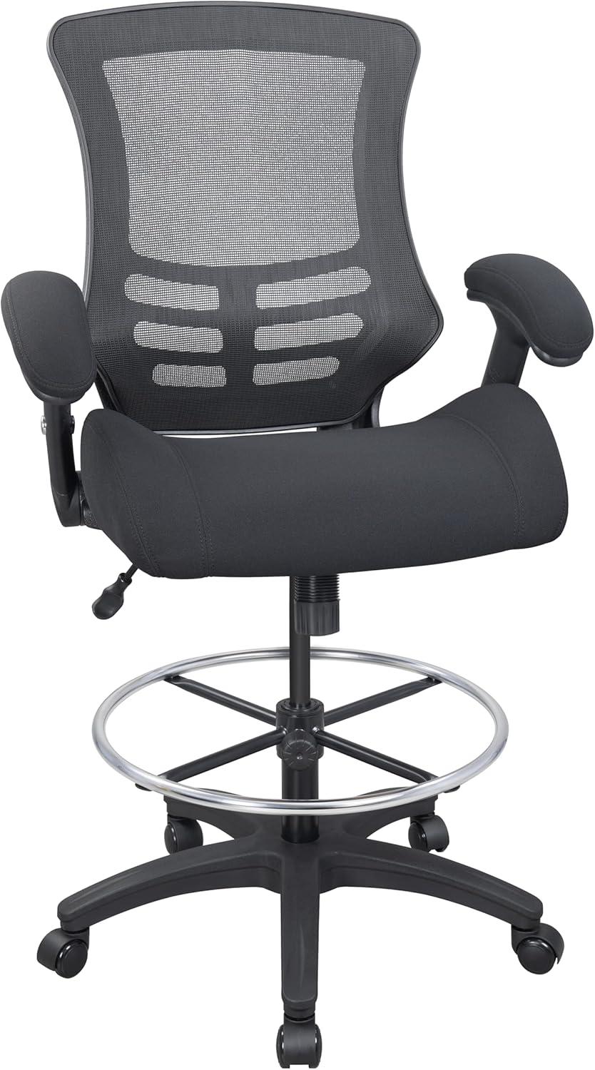 Archimedes Mid-Back Swivel Office Chair with Foot Ring and Flip-Up Arms