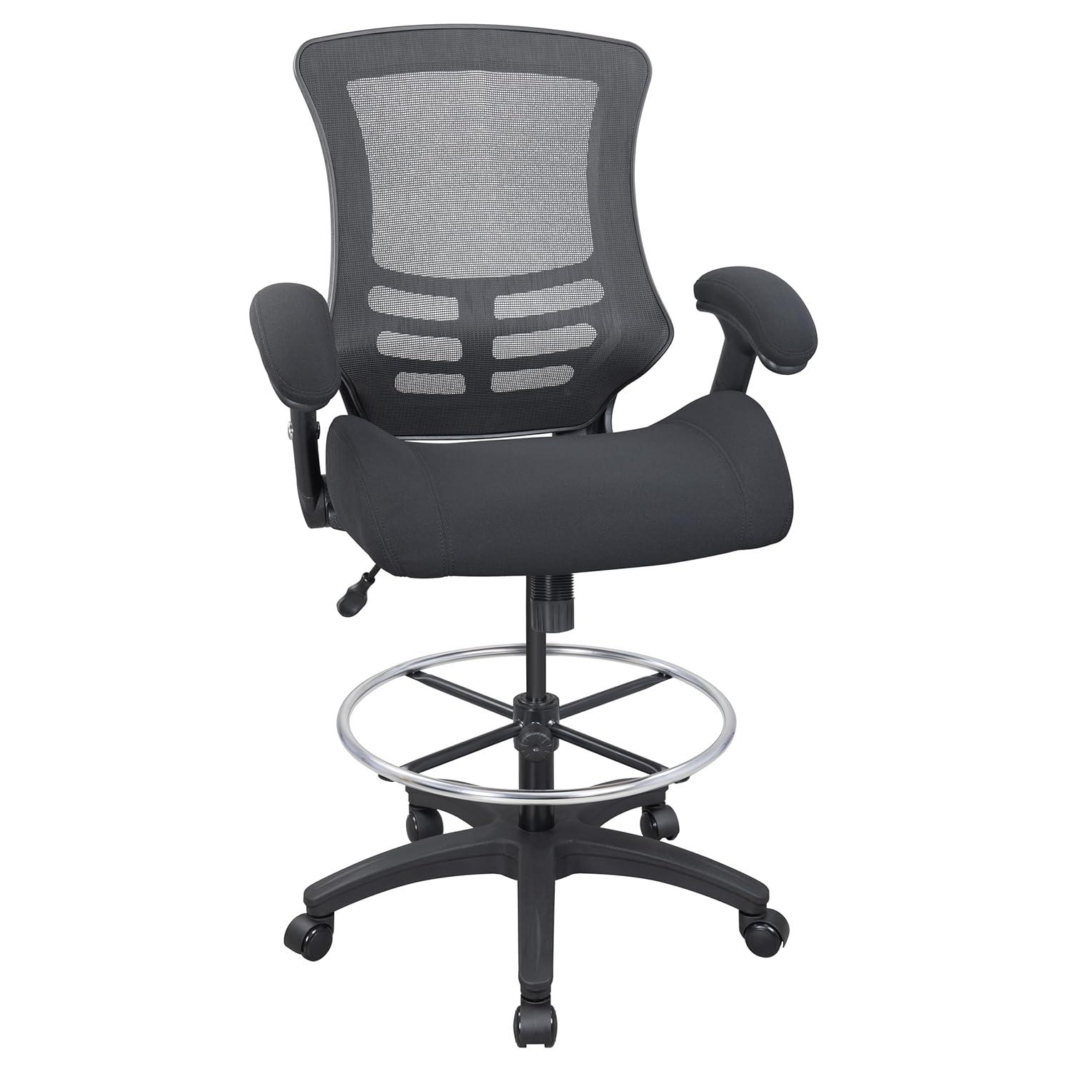 Archimedes Mid-Back Swivel Office Chair with Foot Ring and Flip-Up Arms