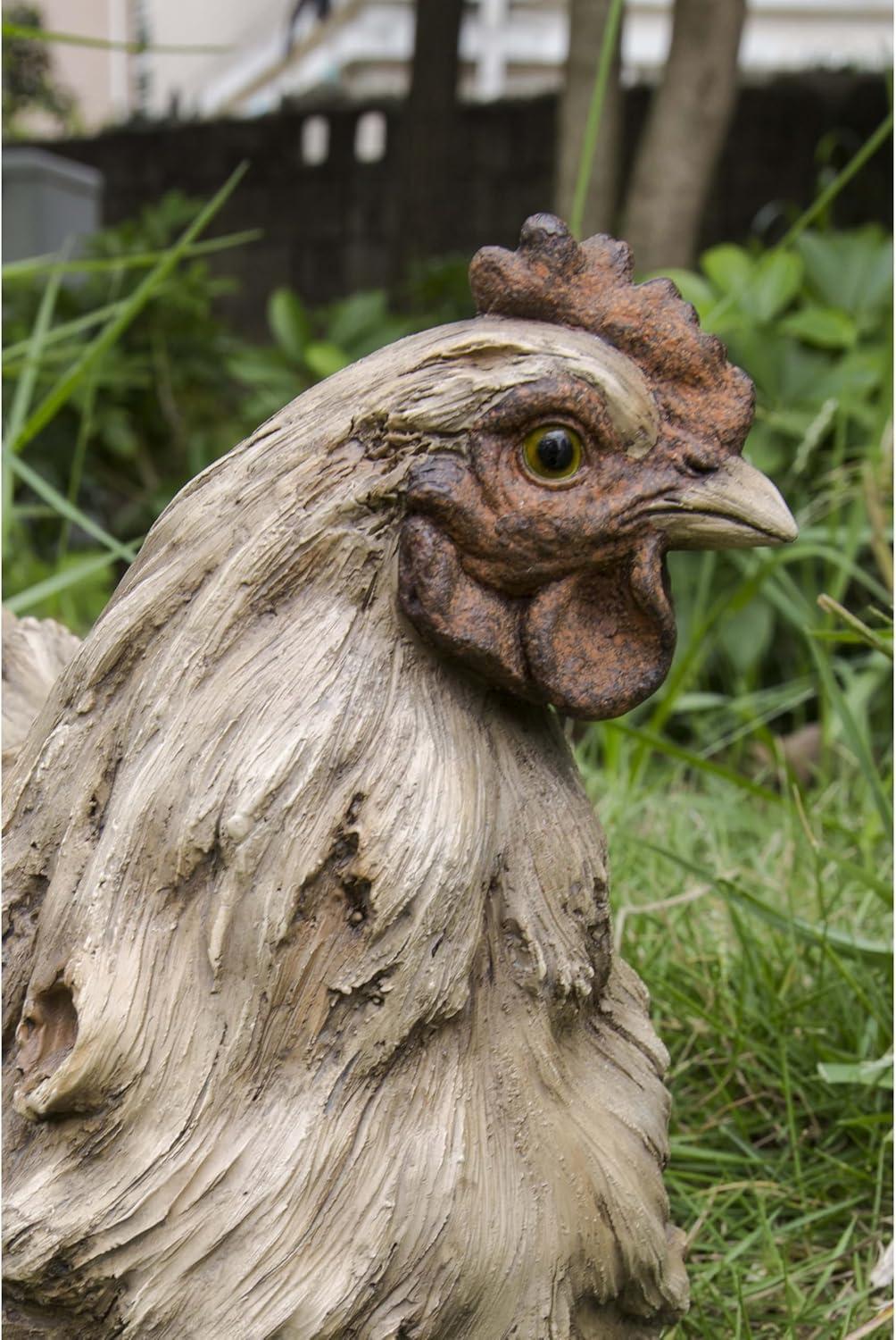 Driftwood Squatting Hen Statue