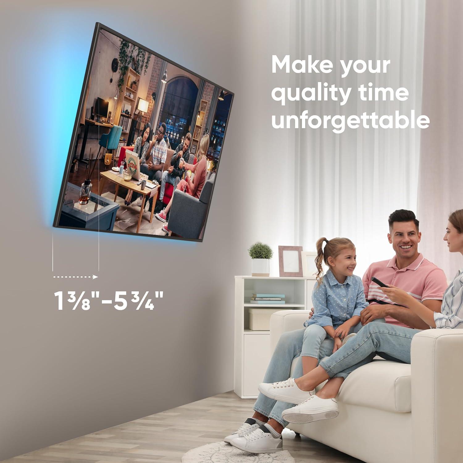 ONKRON Tilting TV Wall Mount with Low Profile Design for 43 to 85-inch LCD LED OLED Flat Panel TV Screens up to 80 lbs Ultra Slim TM6