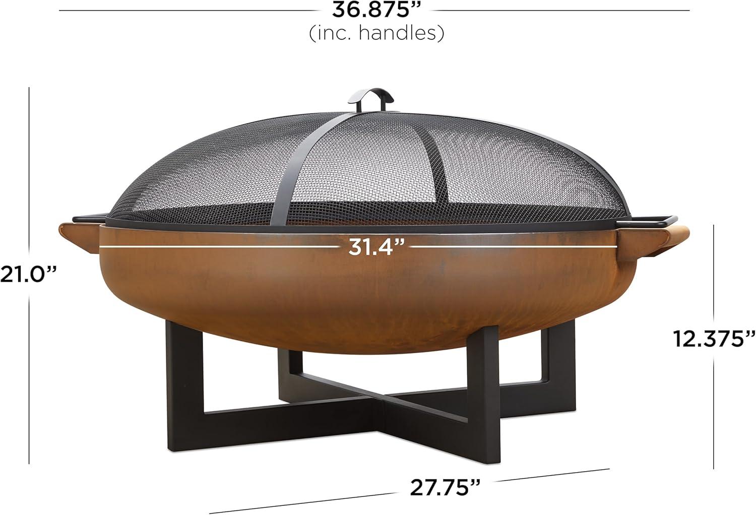 La Porte 34.5" Black and Rust Steel Wood Burning Fire Pit