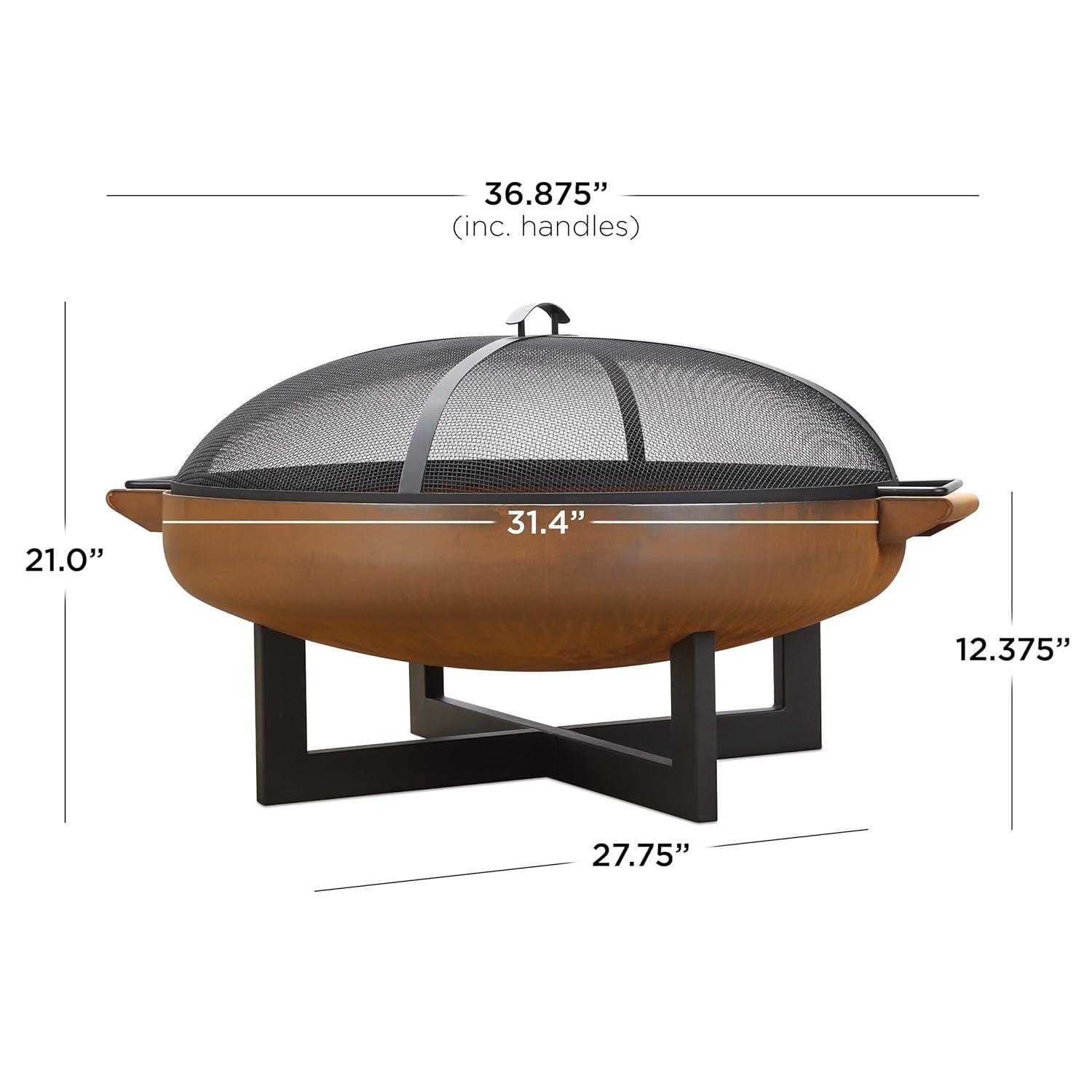 La Porte 21" H x 36.8" W Steel Wood Burning Outdoor Fire Pit with Lid