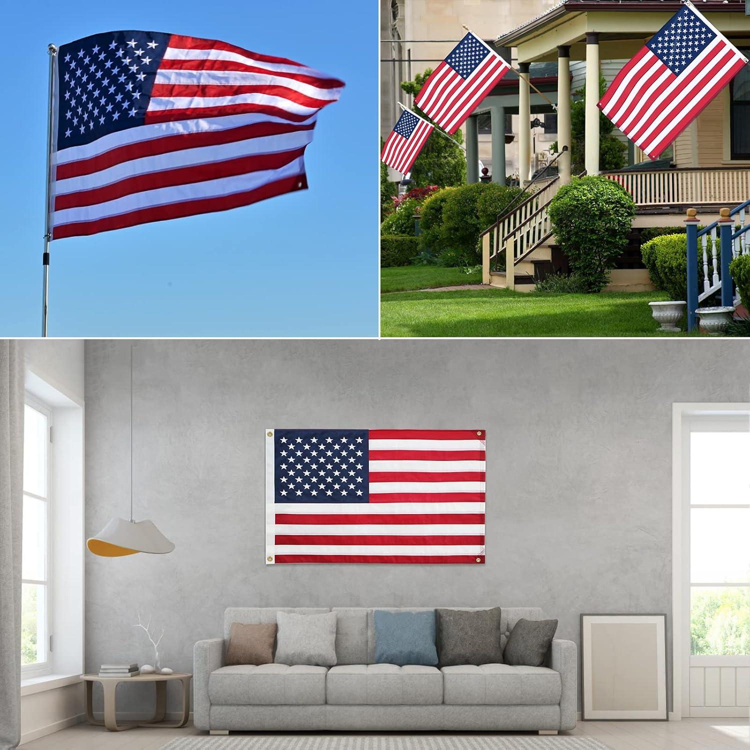 American Flag 3x5 ft USA US Flag Outdoor with Embroidered Stars, Sewn Stripes & Brass Grommets - Heavy Duty Canvas Header and Double Stitching Unbranded