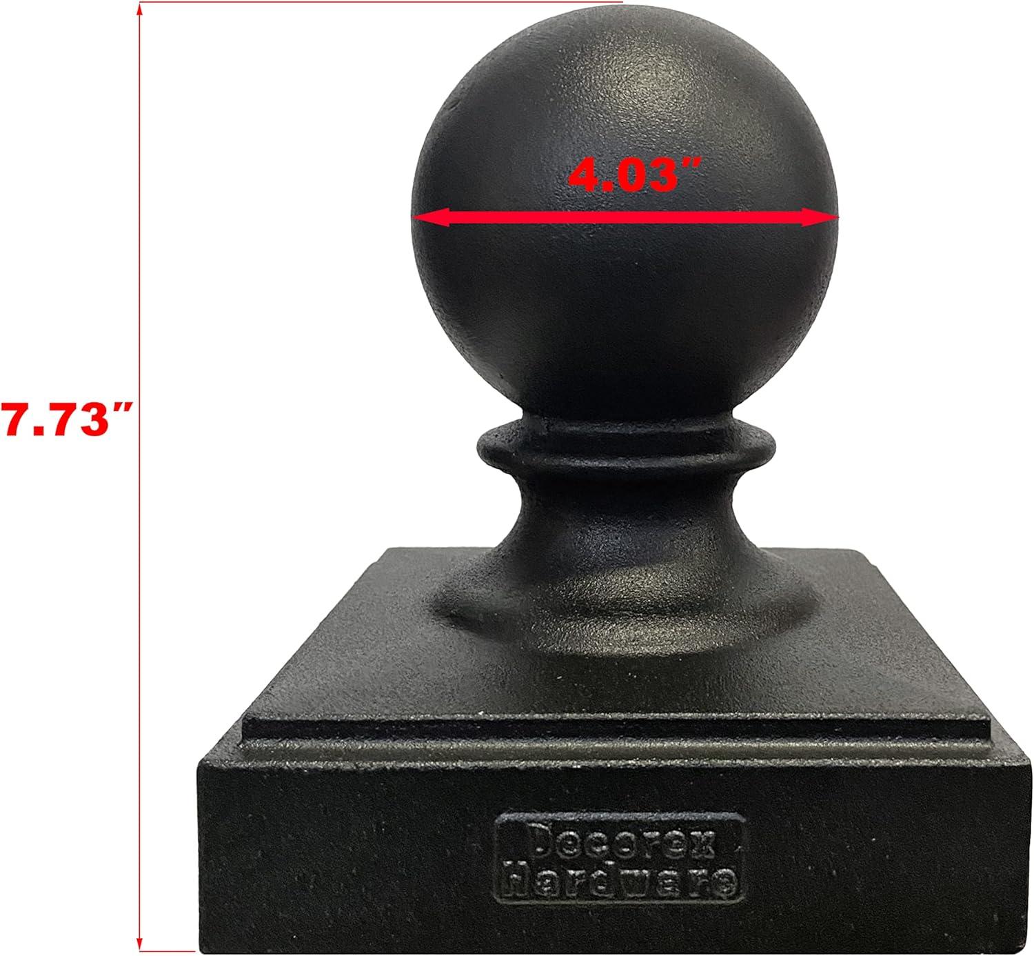 Black Powder-Coated Aluminum Ball Post Cap for 6" x 6" Posts