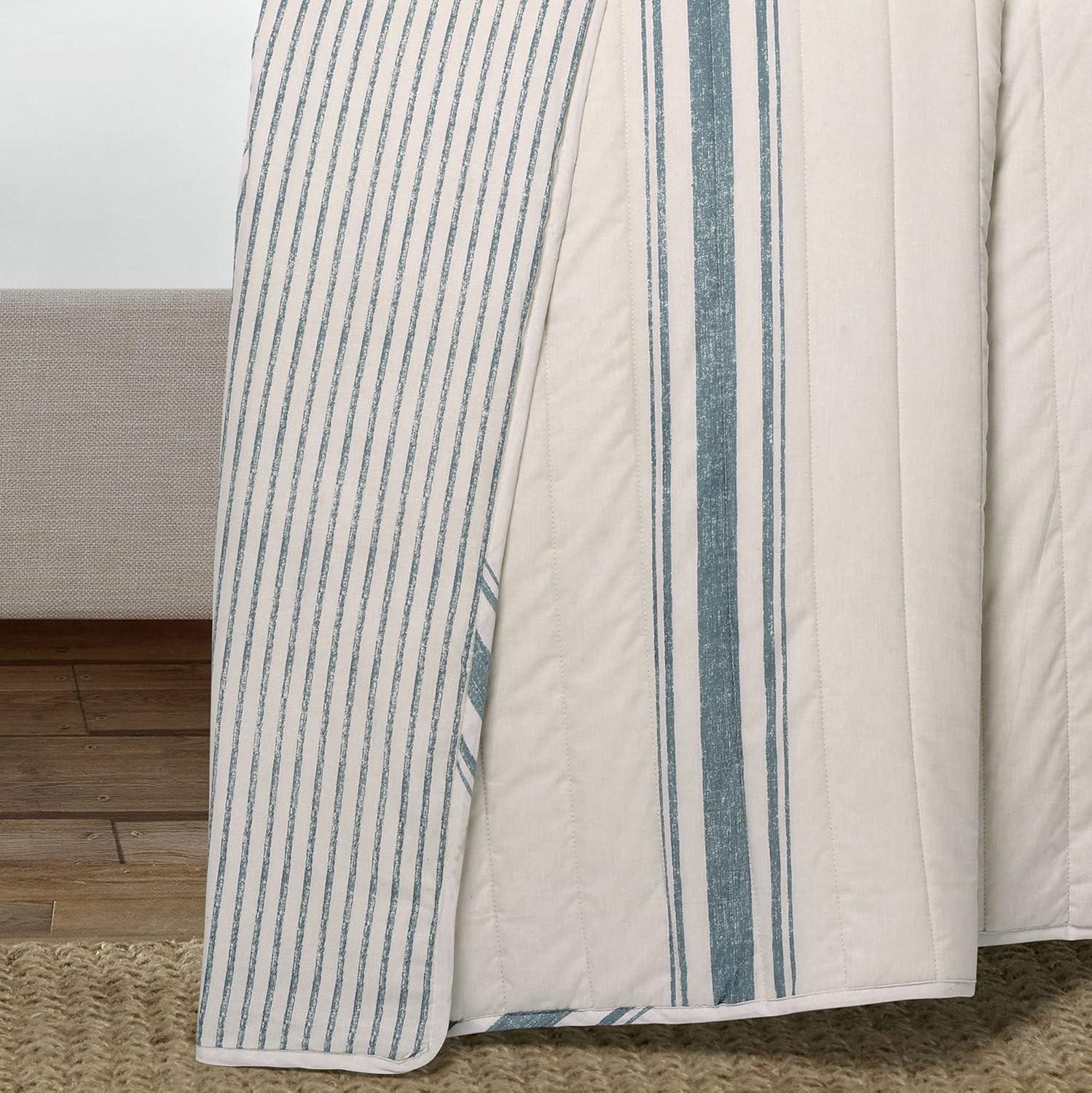 Lush Decor Farmhouse 460 Thread Count Striped 3 Piece Quilt Sets, King with Pillow Shams