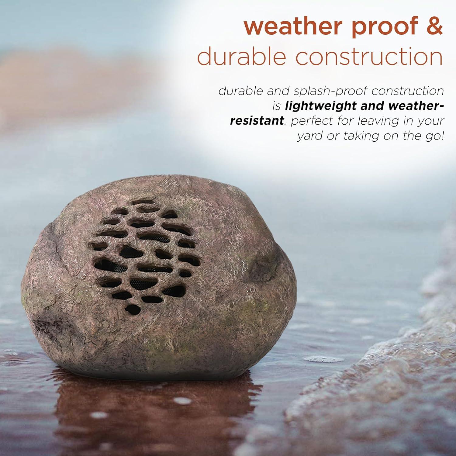 Alpine Corporation Waterproof Bluetooth Solar-Powered Outdoor Wireless Rock Speakers, Set of 2