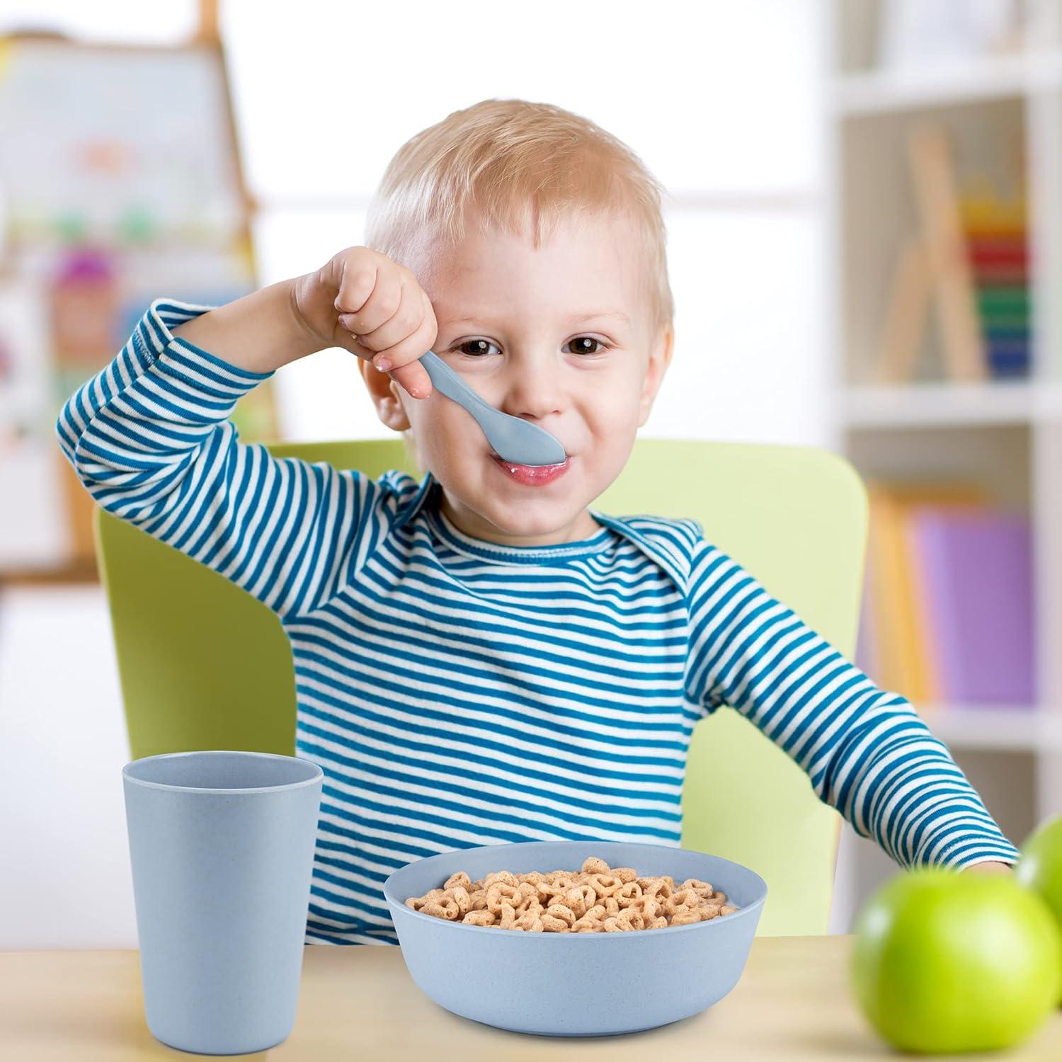 Bamboo Bowls - Set of 6-18 oz Bamboo Dishes for Kids & Adults - Dishwasher Safe Eco Friendly for Self Feeding, Toddler Snack, BPA Free for Kids Cereal, Camping Dinnerware