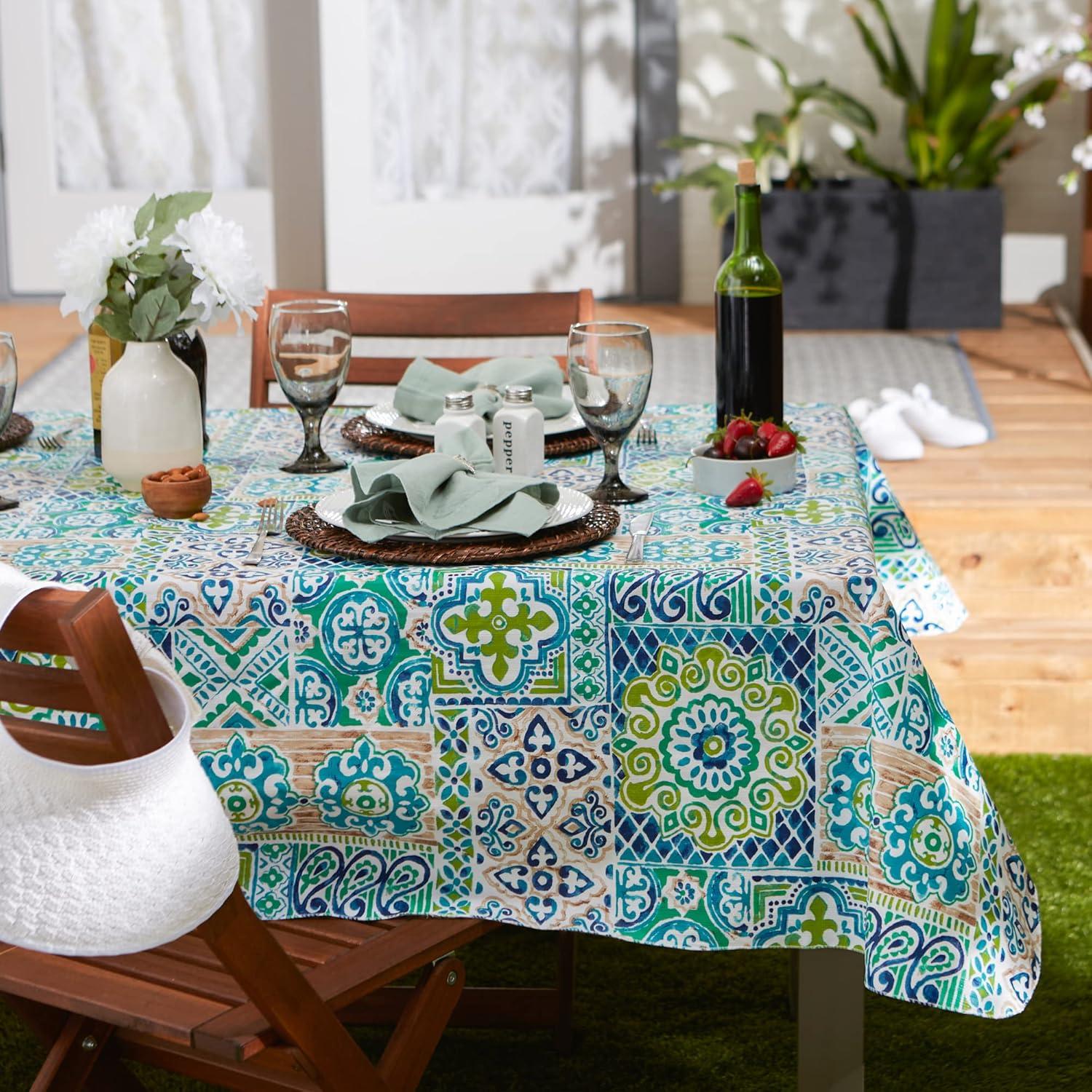 Design Imports 70361A 60 x 84 in. Spanish Tile Vinyl Tablecloth