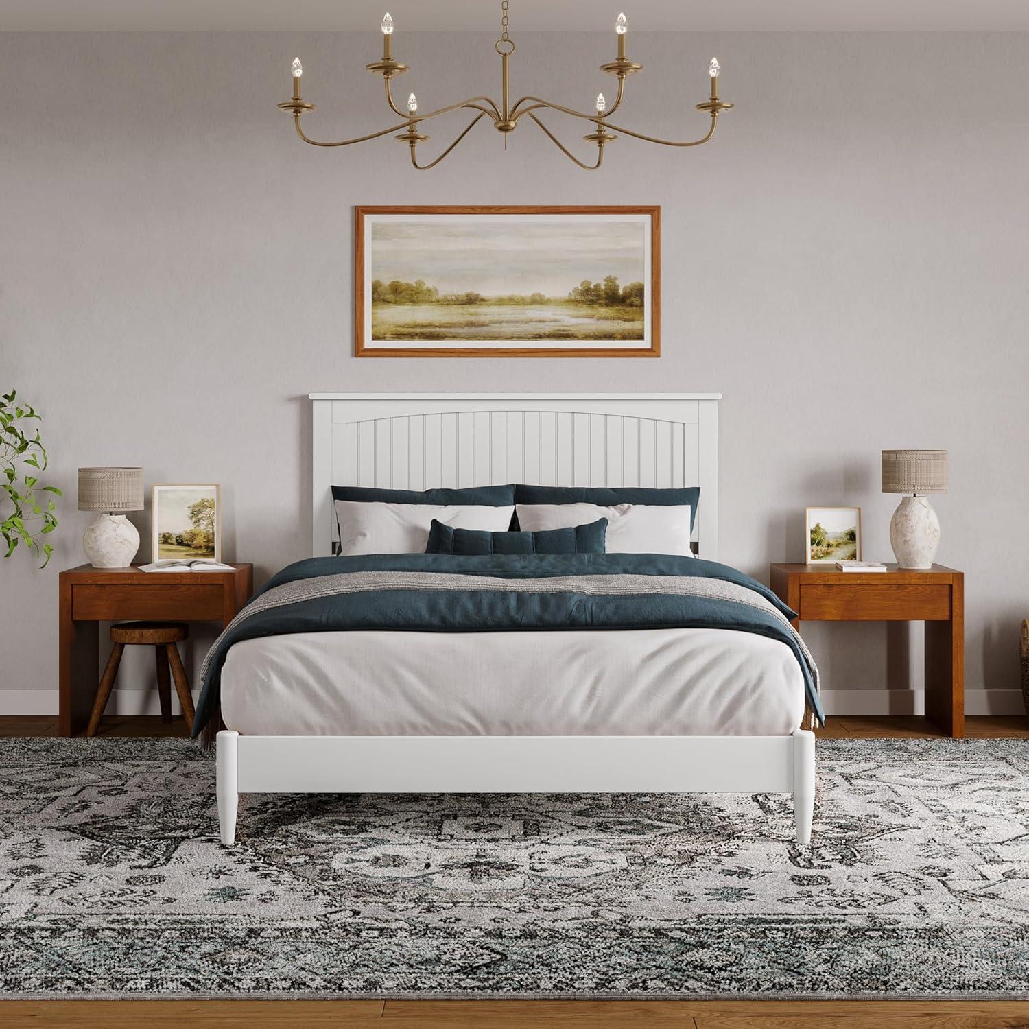 AFI Naples Queen Solid Wood Low Profile Platform Bed, White