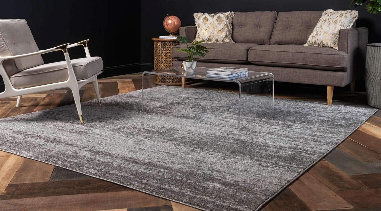 Unique Loom Del Mar Collection Area Rug - Lucille (7' 10" Square, Gray/ Ivory)
