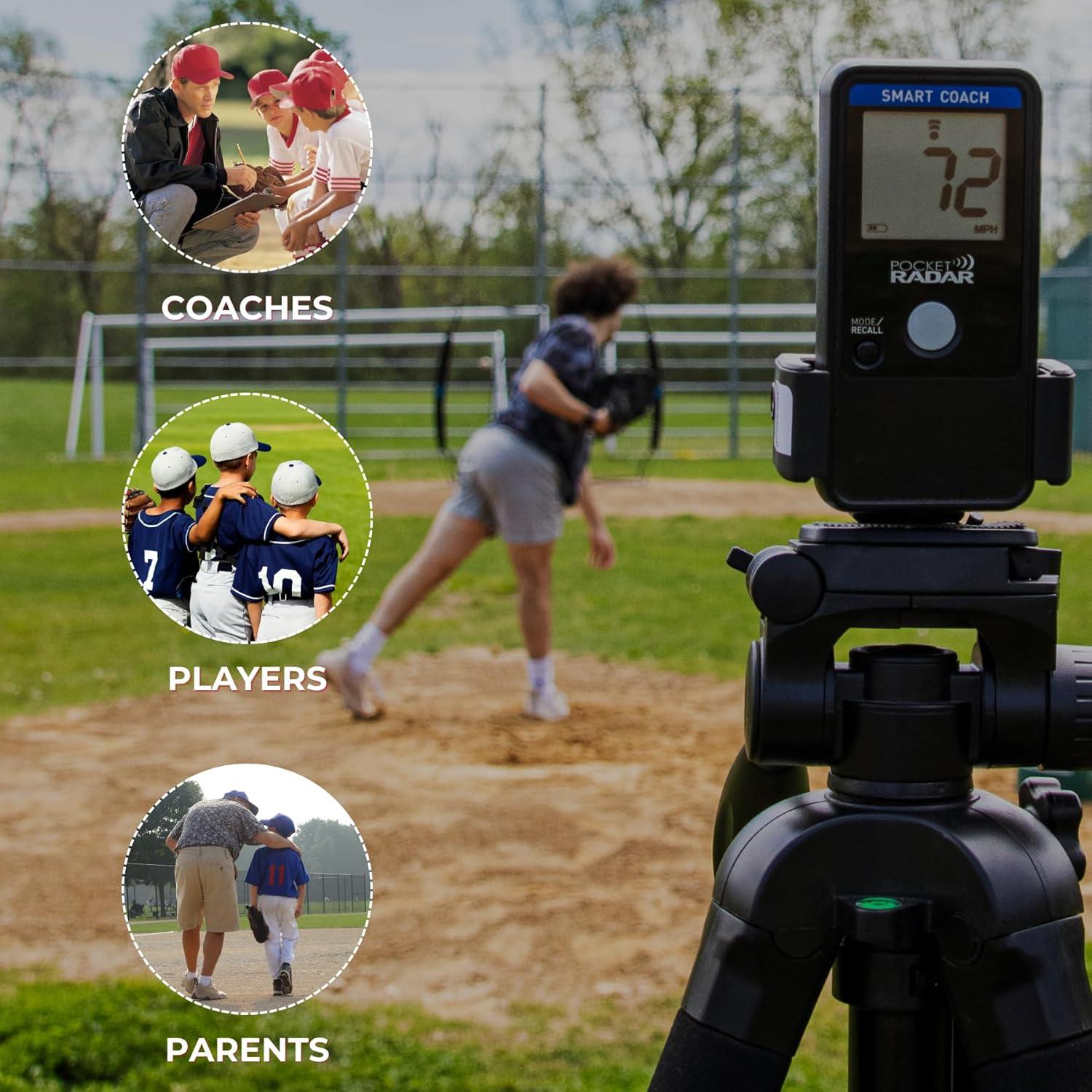 Pocket Radar Smart Coach Speed Gun for Baseball, Hockey, Softball with Accurate Pitching & Sports Speed Measurement, Portable Baseball Radar Gun Compatible with Pocket Radar App