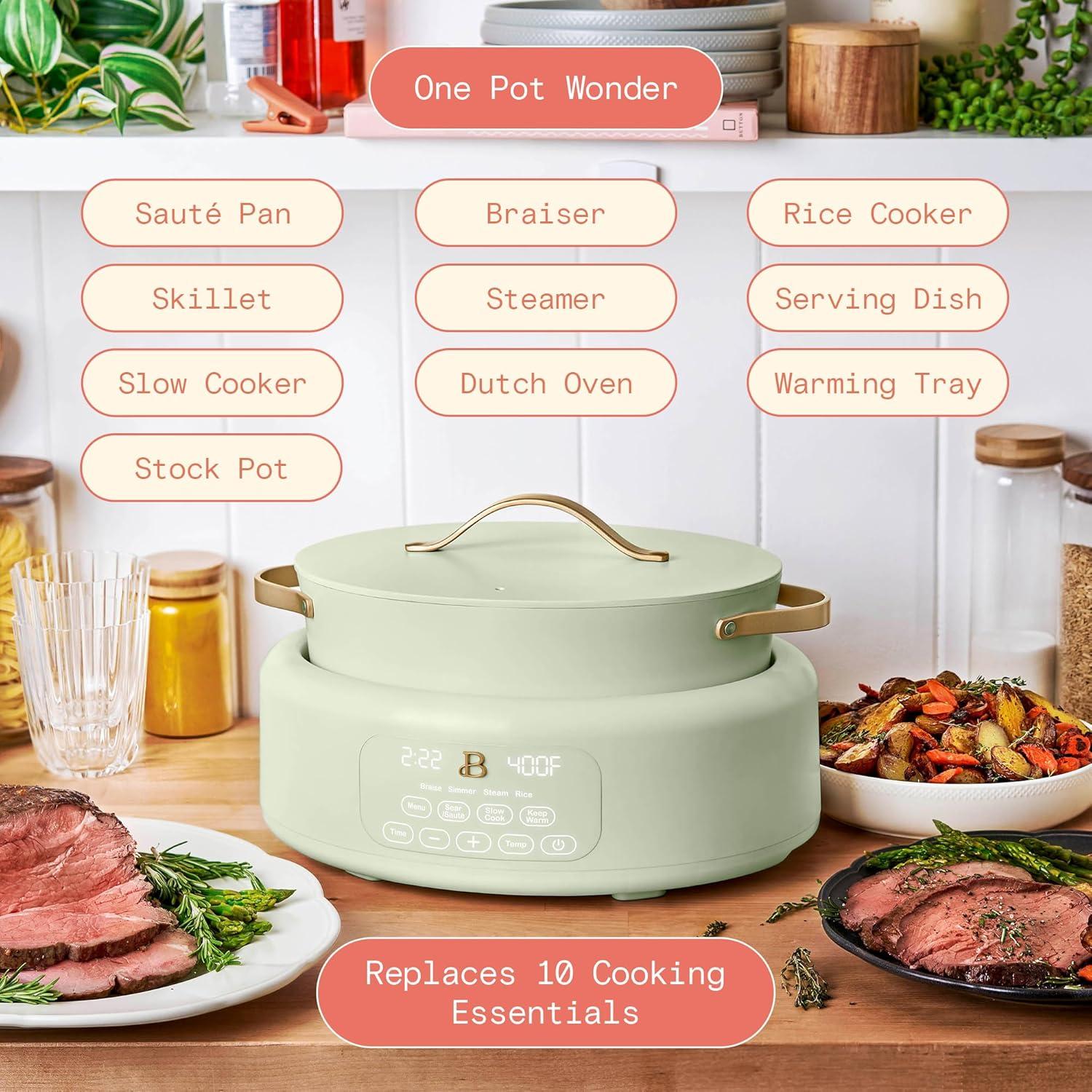 Beautiful 10 in 1, 6 Qt Electric Multi-Cooker, Sage Green by Drew Barrymore