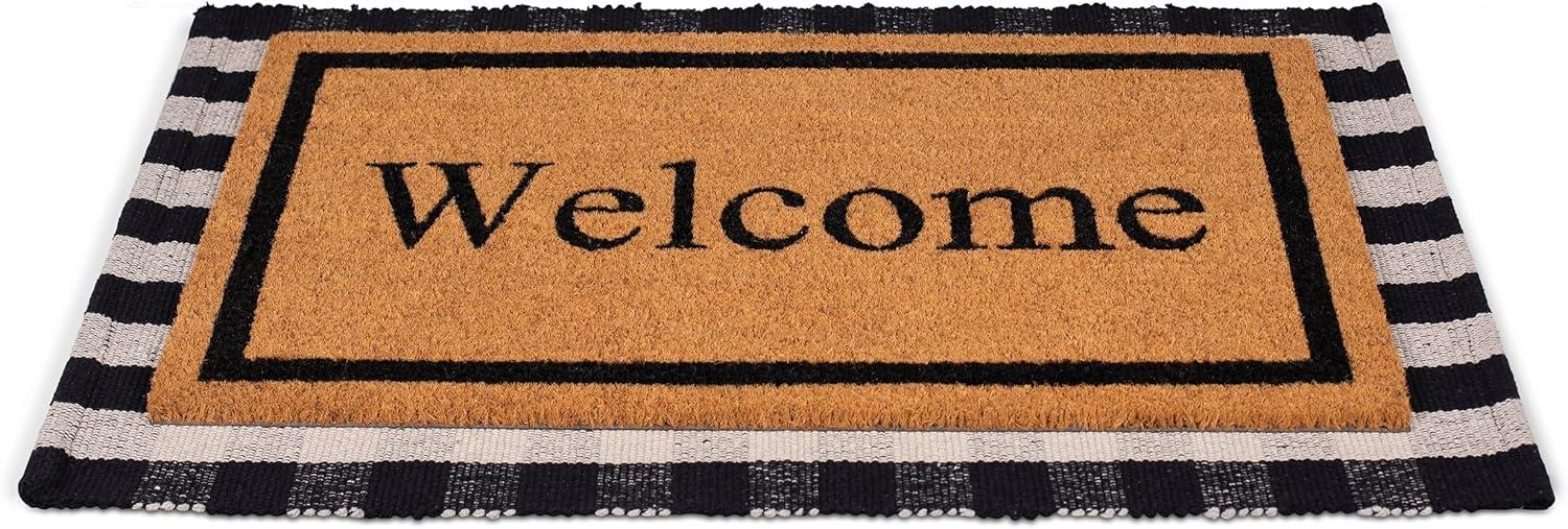 BirdRock  Home Layered Welcome Mat with Vinyl Backing for Door Entryway 24 x 36