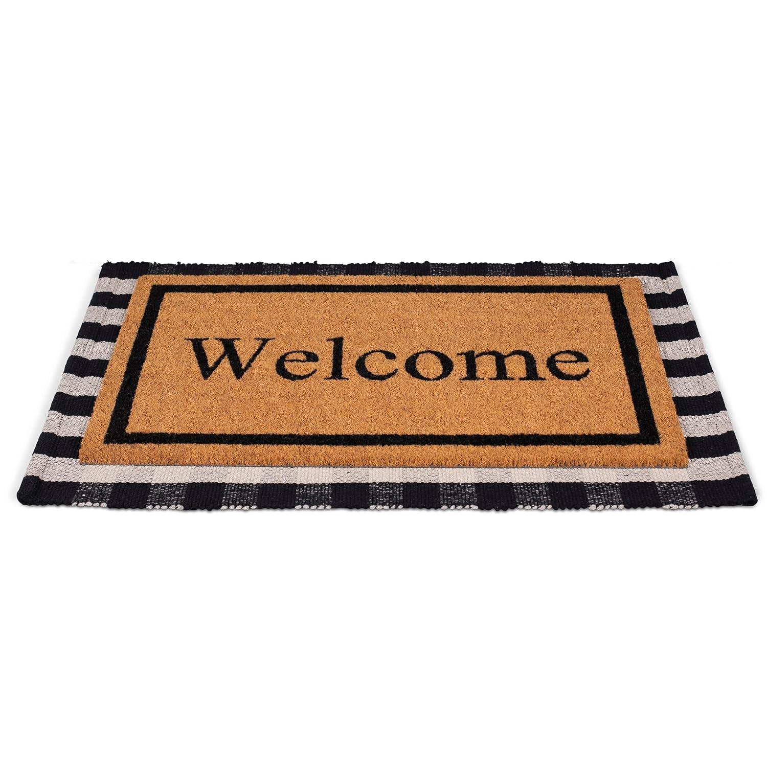 BirdRock Home Layered Welcome Mat with Vinyl Backing for Door Entryway 24 x 36