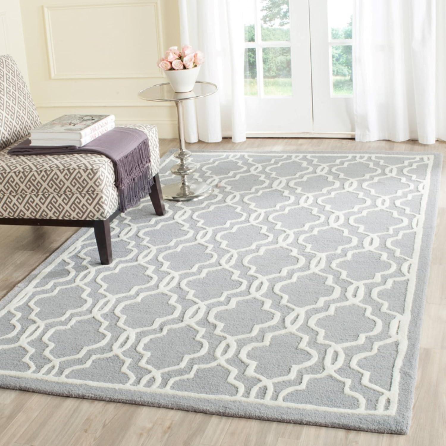 SAFAVIEH Cambridge Kyle Geometric Wool Area Rug, Navy/Ivory, 8' x 10'