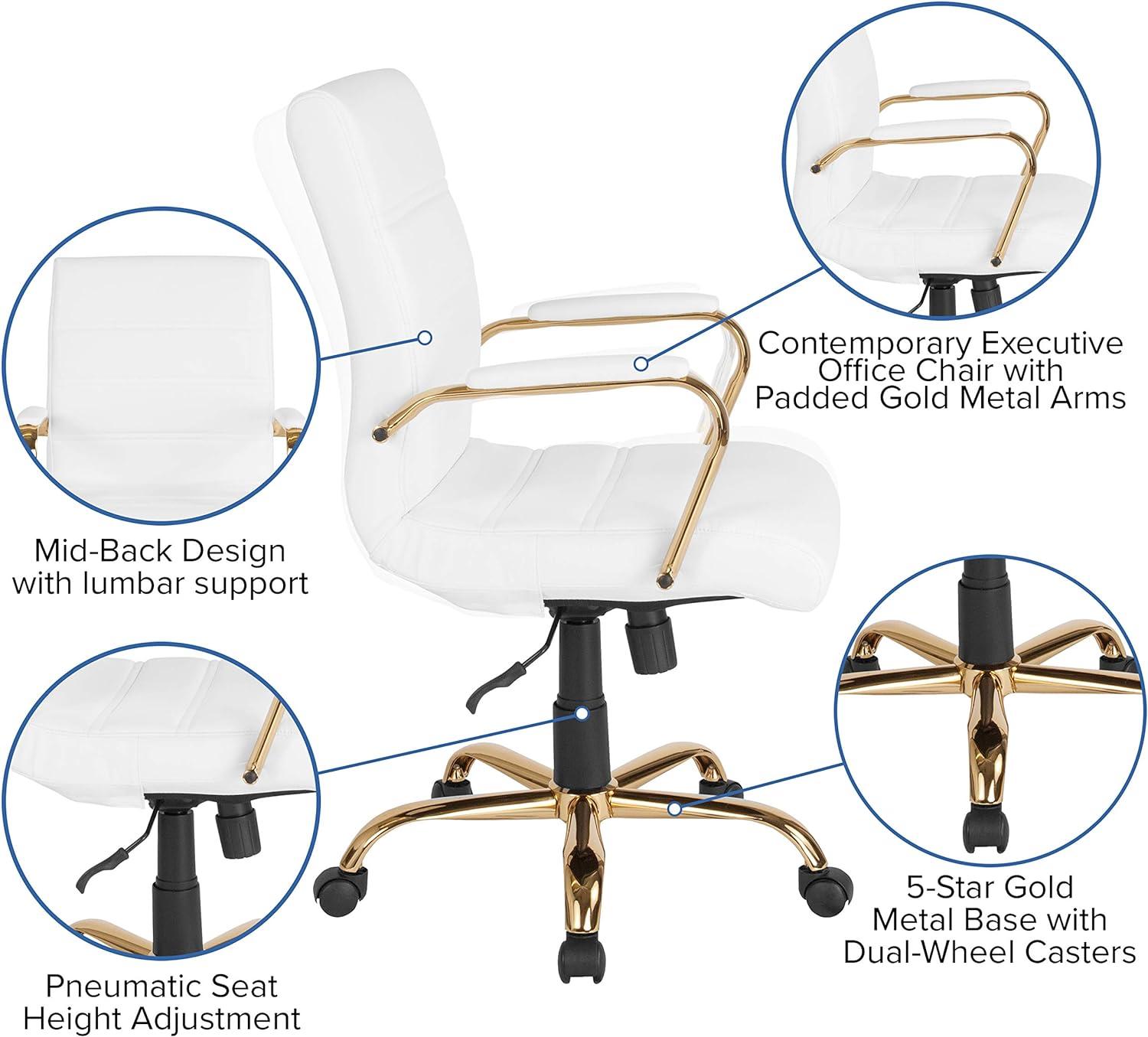 Flash Furniture Mid-Back Executive Swivel Office Chair with Metal Frame and Arms