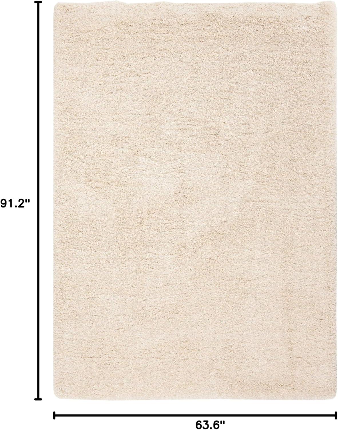 SAFAVIEH Royal Hartley Solid Plush Shag Area Rug, Beige, 5'3" x 7'6"