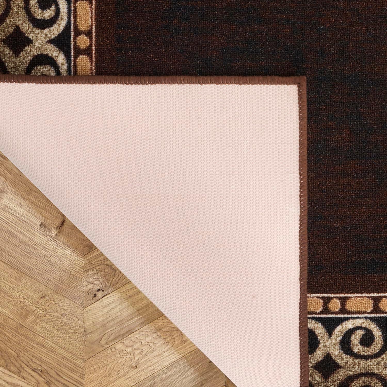 Brown Rectangular Non-Slip Synthetic 5' x 7' Area Rug