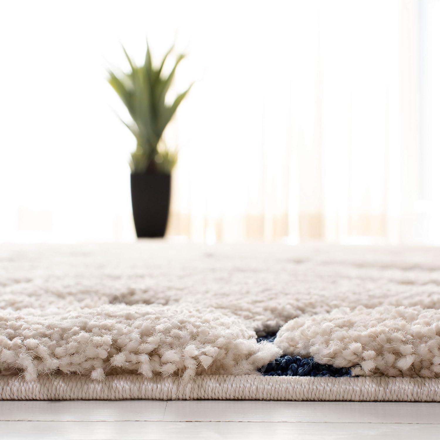 Florida Shag SG455 Power Loomed Indoor Area Rug - Cream/Blue - 9'x9' - Safavieh.