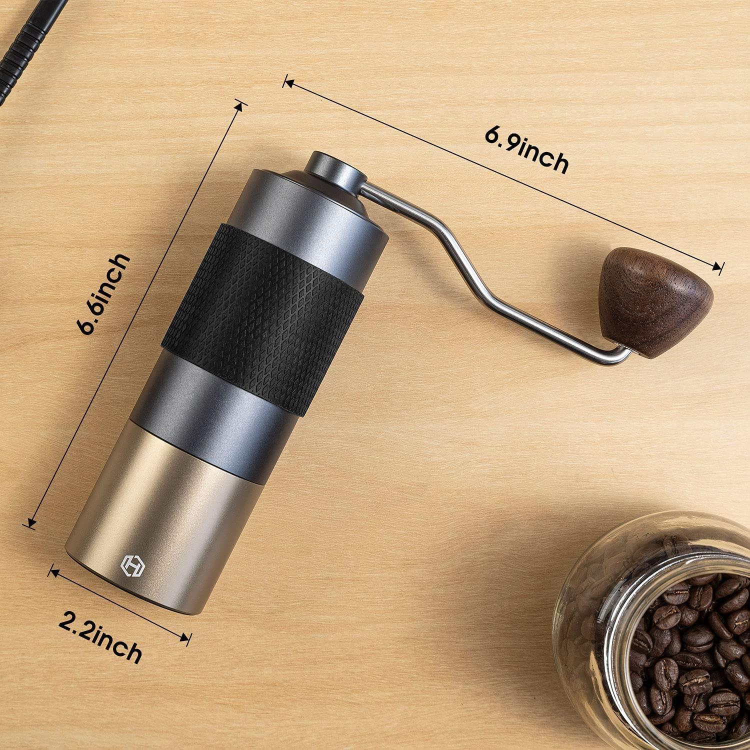 Compact Black and Gold Manual Stainless Steel Coffee Grinder