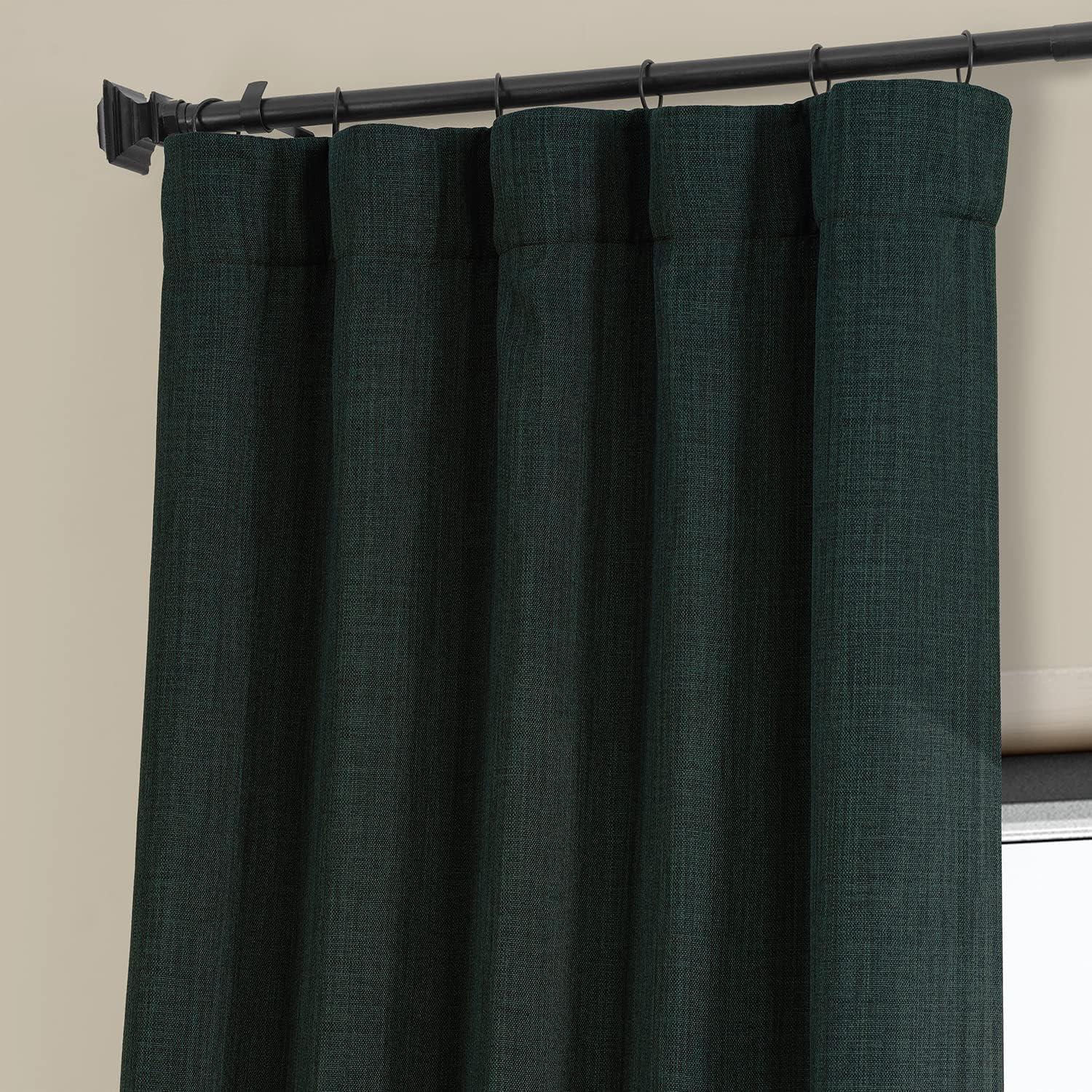 HPD Half Price Drapes Focal Green Faux Linen Room Darkening Curtains for Bedroom & Living Room Curtains (1 Panel), Door & Window Curtains 84 inches long, Rod Pocket Curtains & drapes, 50W X 84L