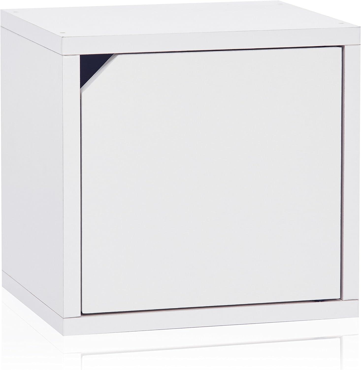 Modular Connect White Storage Cube with Door and Shelf