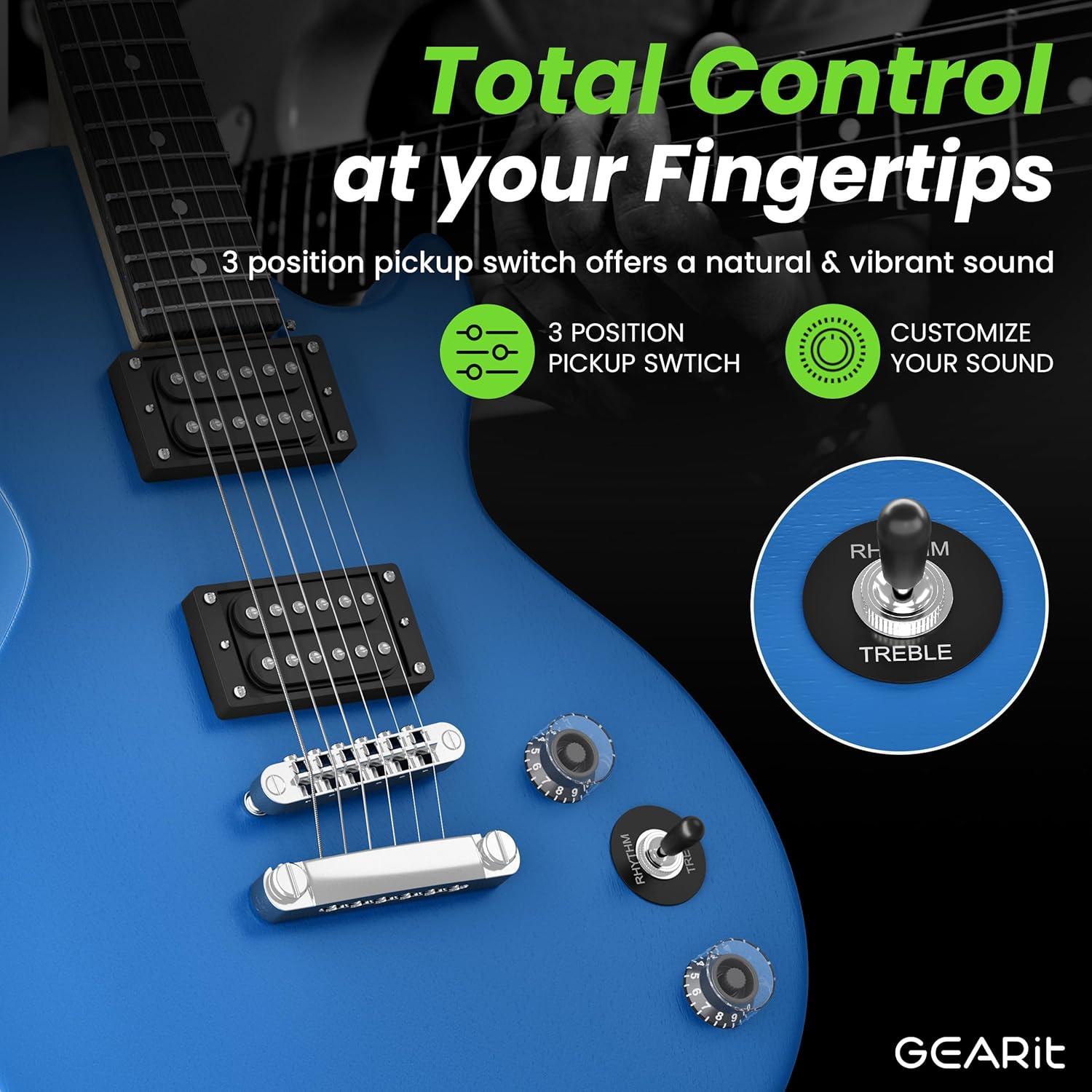 GEARit Electric Guitar Valley Series, Electric Guitar Starter Kit, H-H Pickups with Coil Split w/ Amplifier, Tuner, Gig Bag, and Guitar Strap, Cable, Picks, String