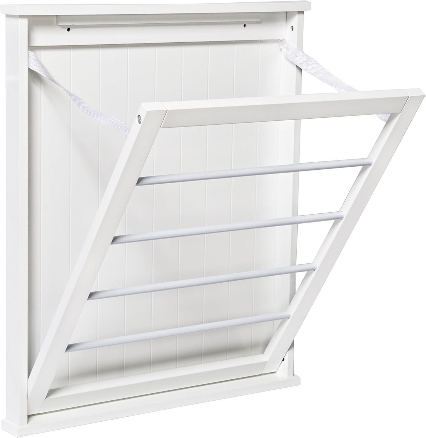 White MDF Wall-Mount Folding Drying Rack