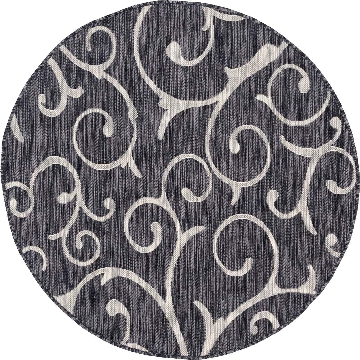 Unique Loom Outdoor Botanical Curl Damask Woven Area Rug