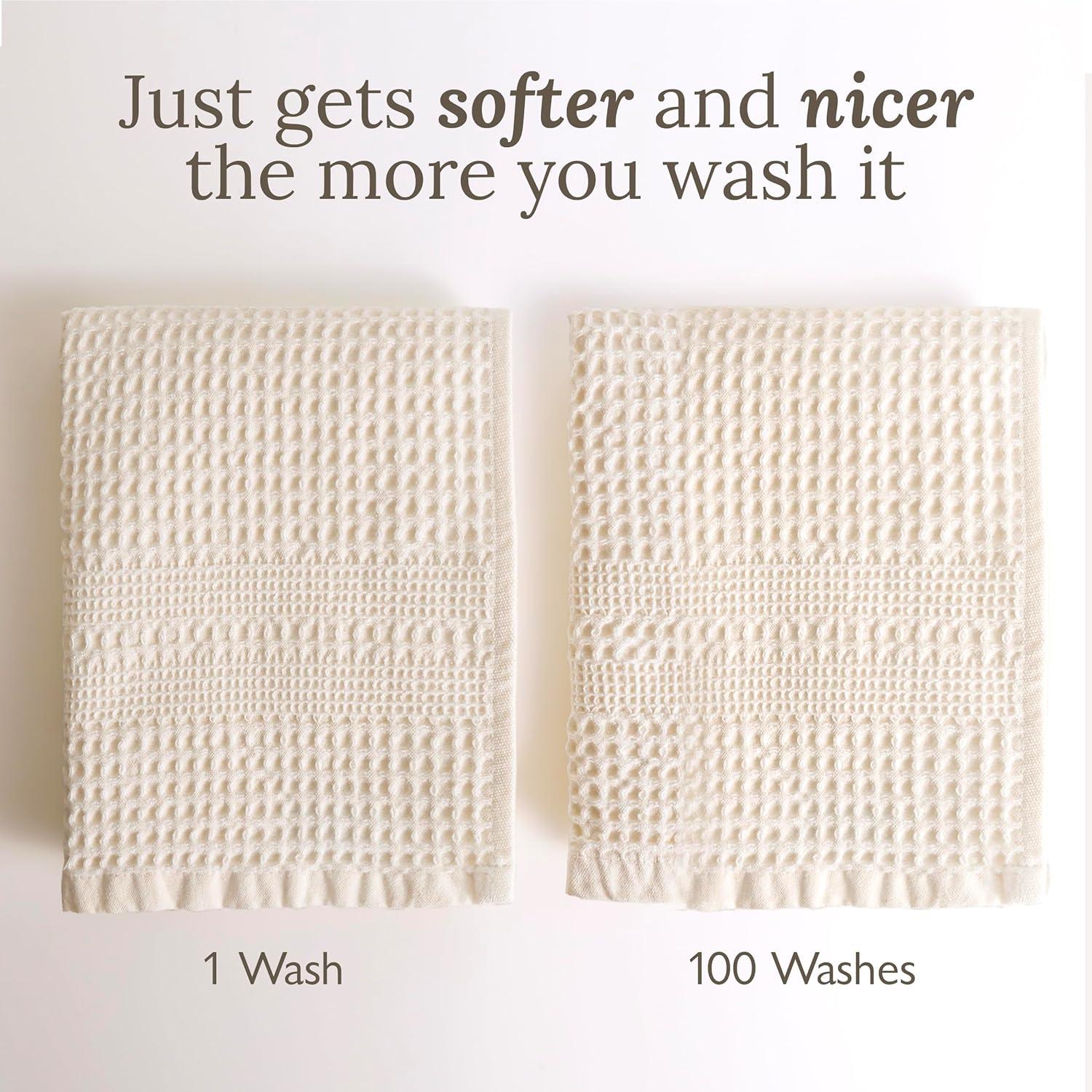 Waffle Towels Wash Cloths for Showering, Exfoliating Washcloth Face Towels, Quick Dry Towel Cotton Washcloths Set of 4, Classic Style (Seafoam)