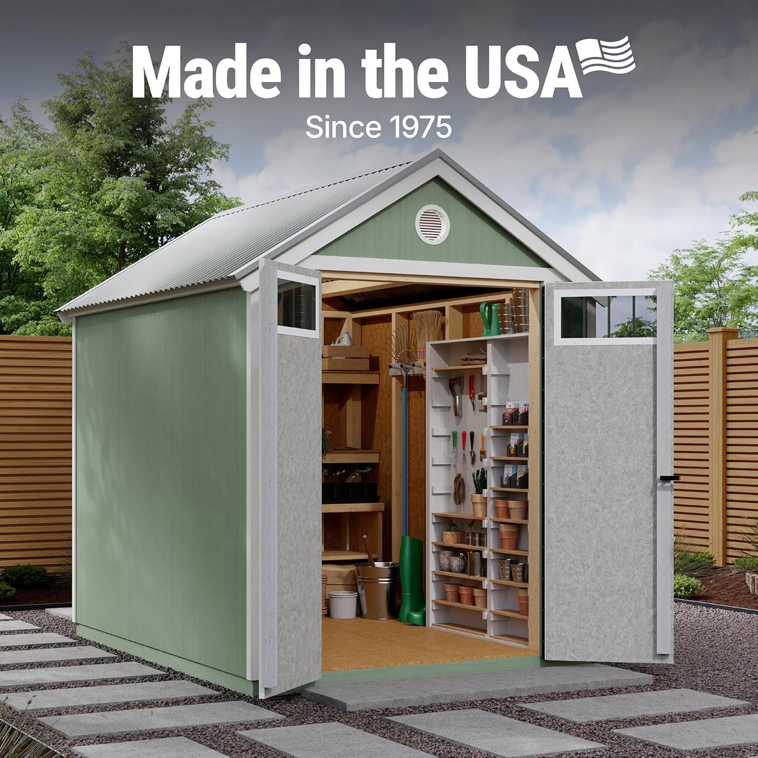 Handy Home Garden 6 ft. W x 8 ft. D Wood Storage Shed with Floor