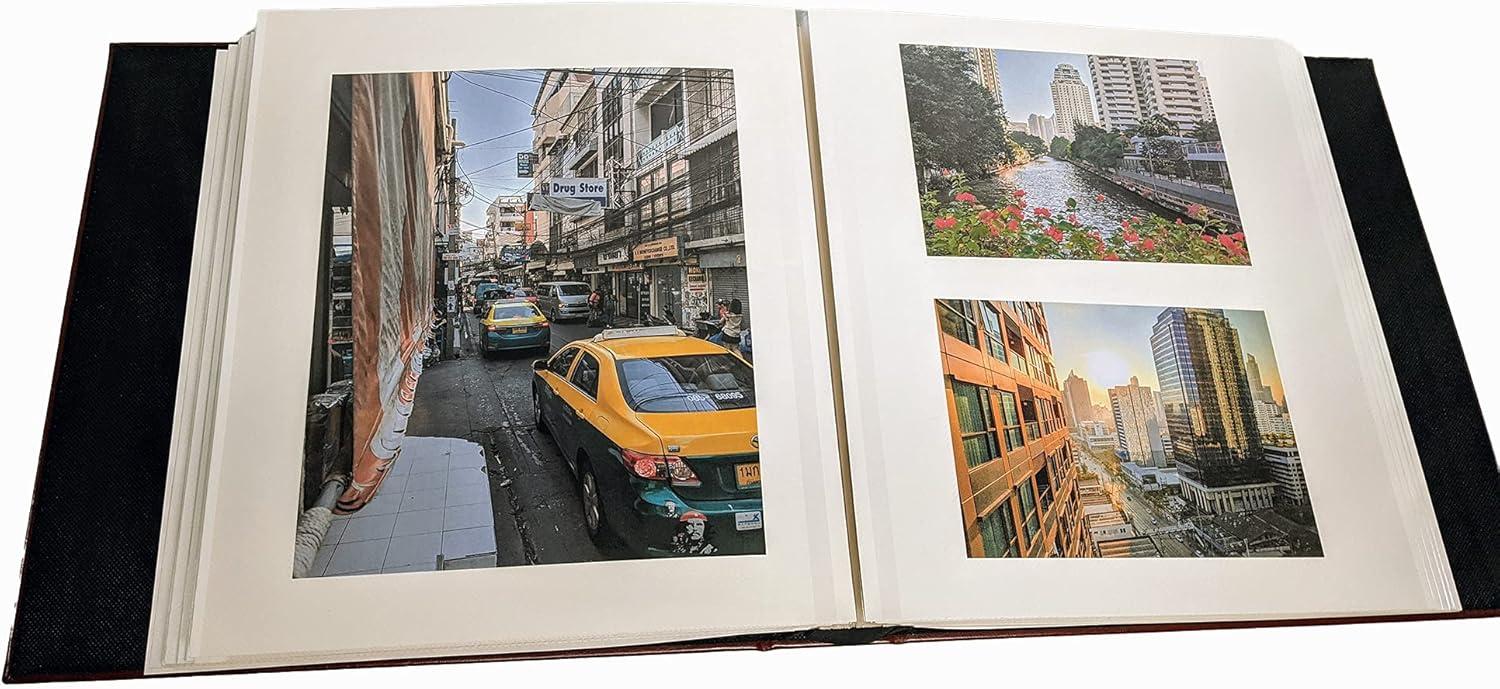 BEACHWATER POOL & SPA, LLC Photo Album Self Adhesive, 100 Pages 50 Sheets, Self Stick Sheet, Scrapbook, Picture Book, 4X6, 5X7, 8X10, 8-1/2X11, Replaceable Pages