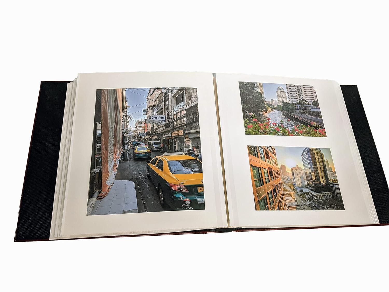 BEACHWATER POOL & SPA, LLC Photo Album Self Adhesive, 100 Pages 50 Sheets, Self Stick Sheet, Scrapbook, Picture Book, 4X6, 5X7, 8X10, 8-1/2X11, Replaceable Pages