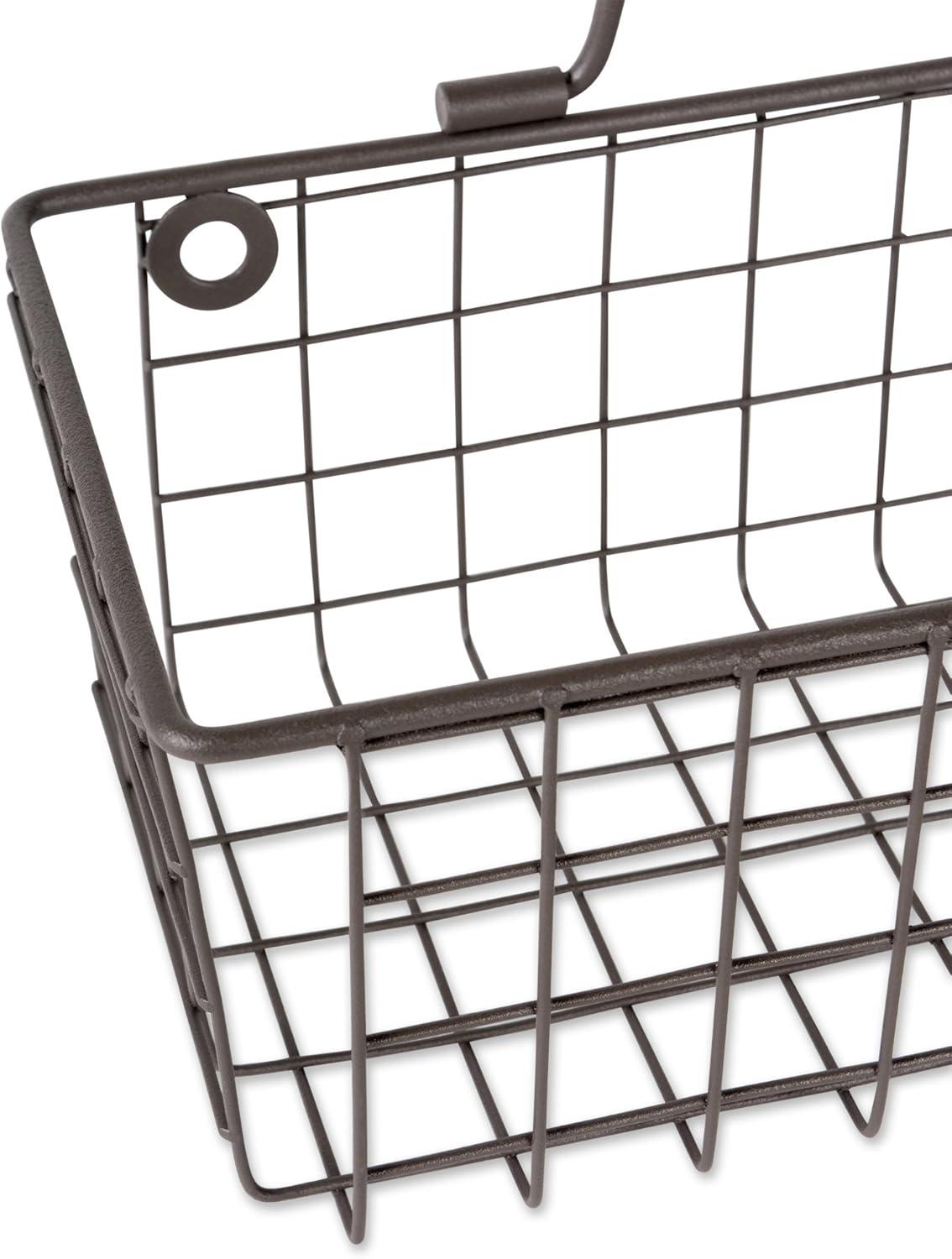 Bronze Rectangular Iron Wire Wall Storage Baskets, Set of 2