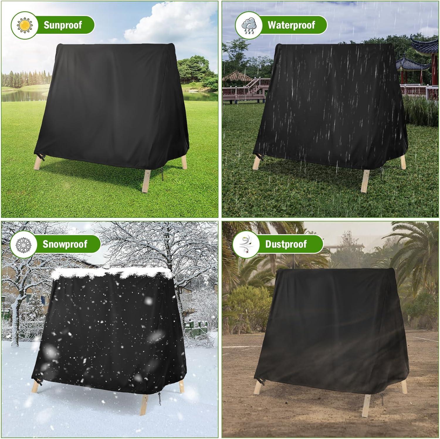 Black Waterproof Oxford Fabric Outdoor Swing Cover with Drawstring