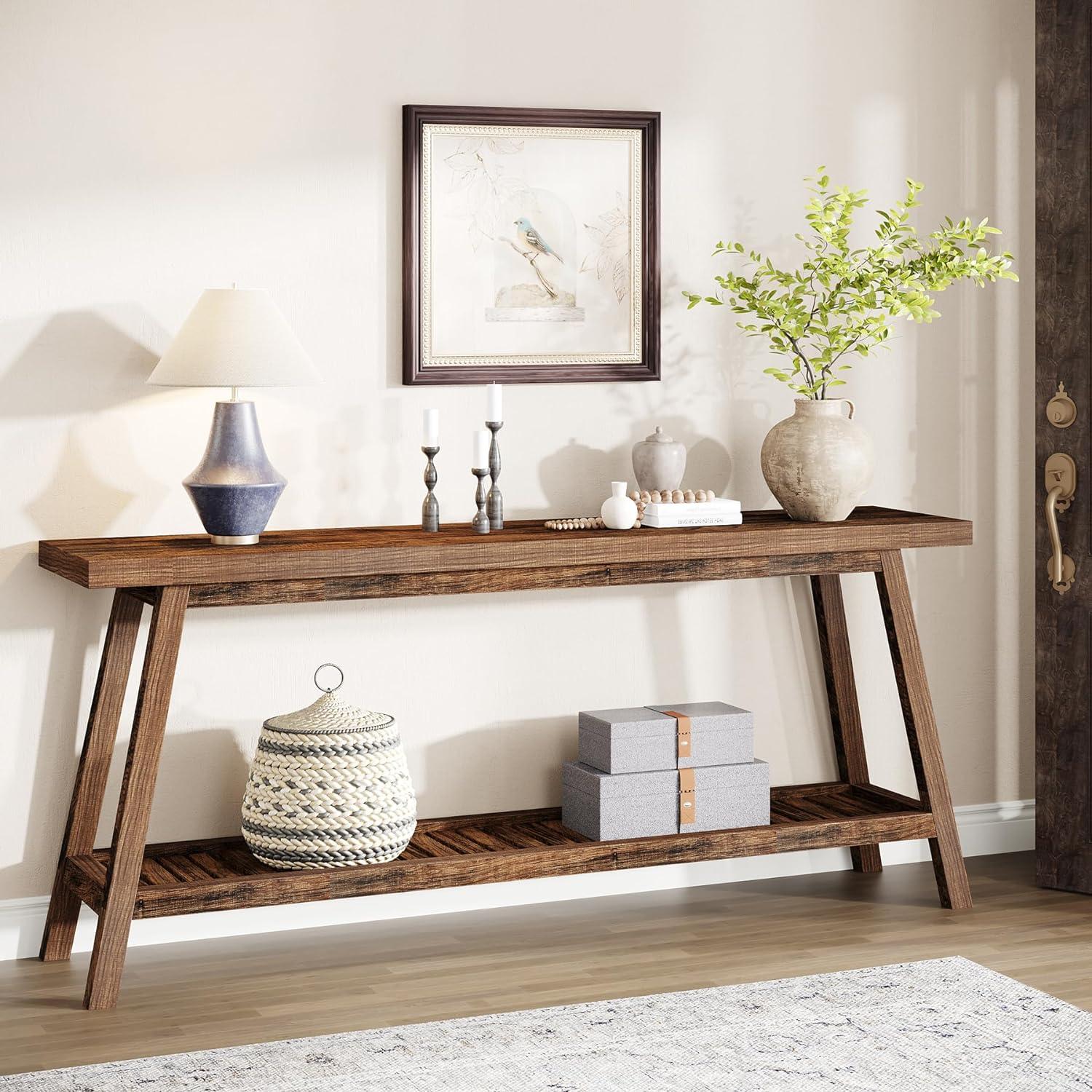 Farmhouse 70.9 Inches Console Entryway Table Grey