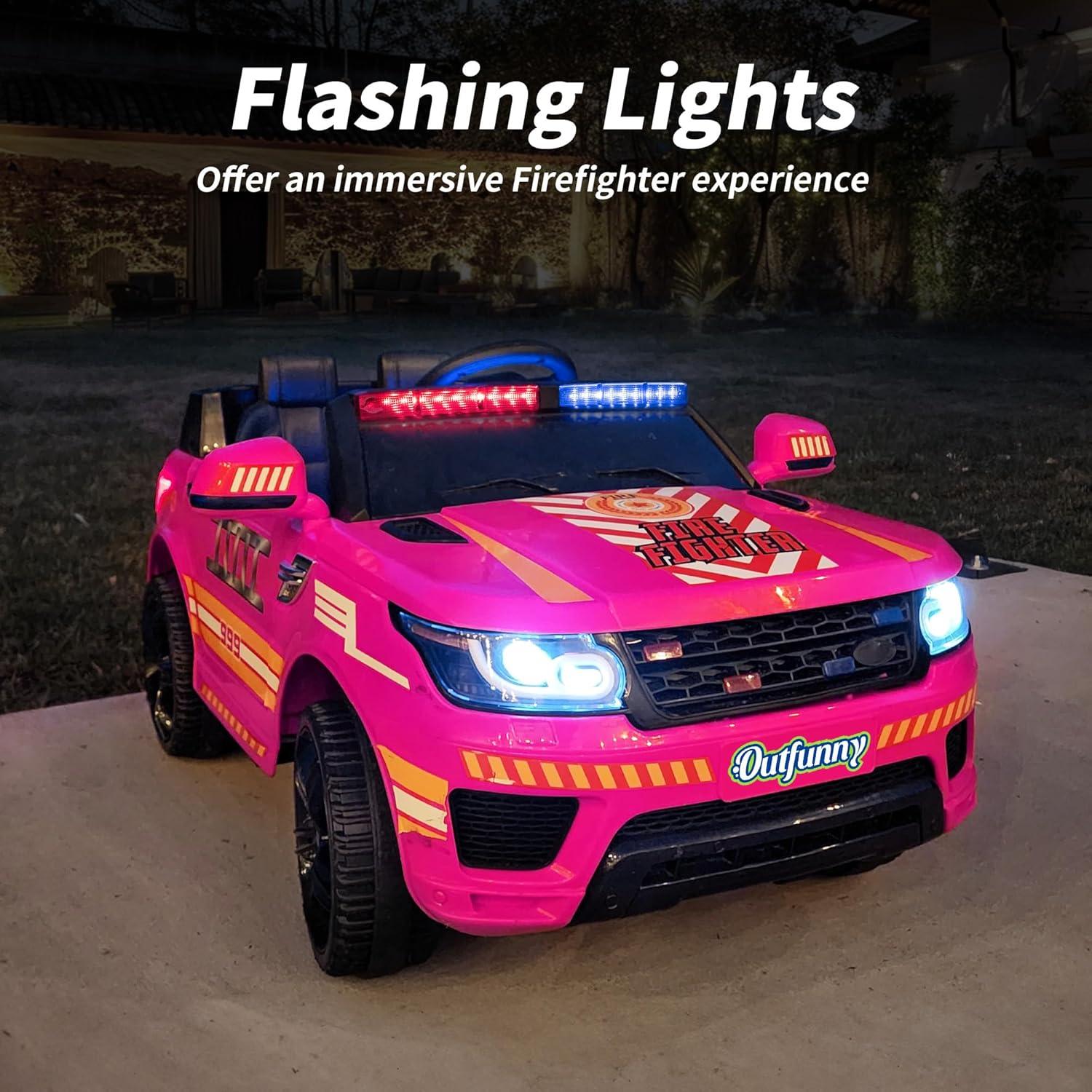 Outfunny Electric Police Car for Kids, 12 Volt Kids Ride on Toy Car with Remote Control, Bluetooth, Megaphone
